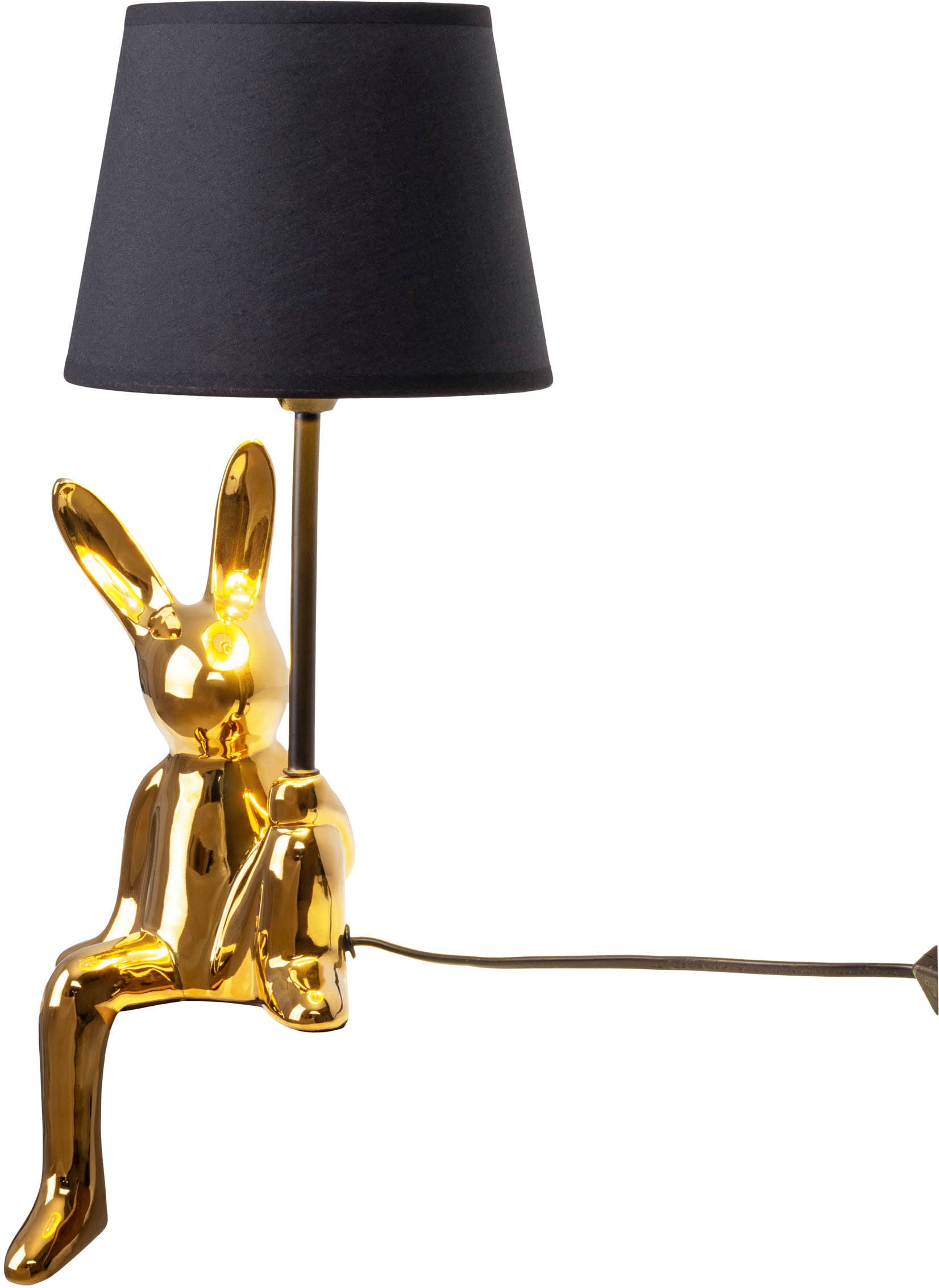 näve Tischleuchte »Helge Hase«, 1 flammig, Leuchtmittel E14 | ohne Leuchtmittel, Osterhase, Keramikfuß, Textilschirm schwarz, Ostern, Tischlampe