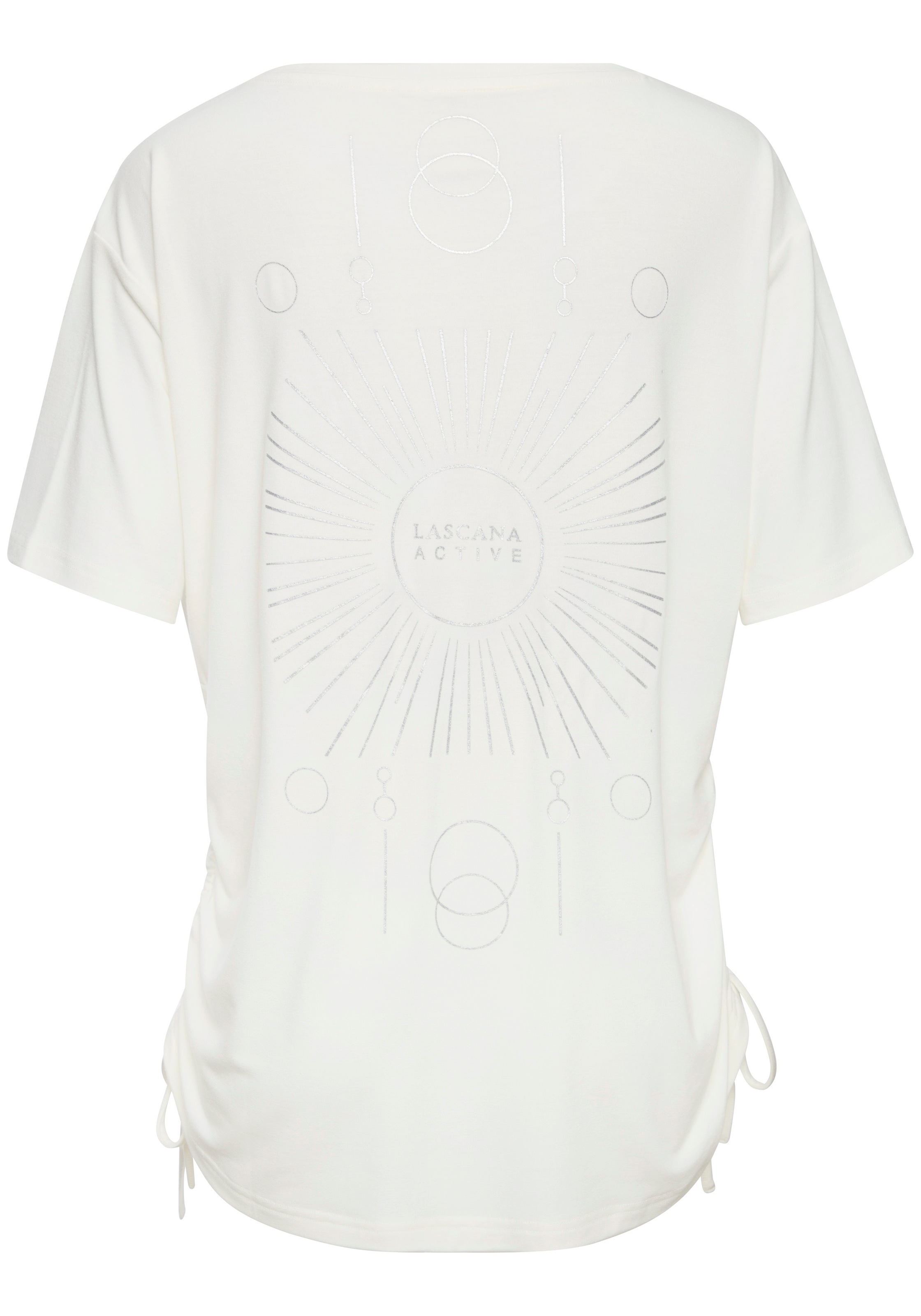 LASCANA ACTIVE Yoga & Relax Shirt »- T-Shirt - Sportshirt« mit verstellbarer, seitlicher Raffung und Foliendruck
