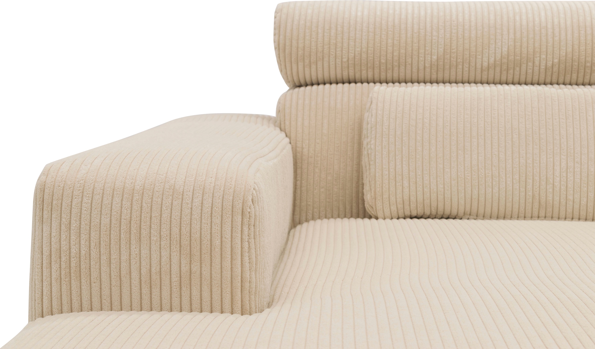 DOMO collection Ecksofa »Brandon B/T: 289/177 cm, belastbar bis 140kg/ Sitz, L-Form«, mit Sitztiefenverstellung, Cord, creme