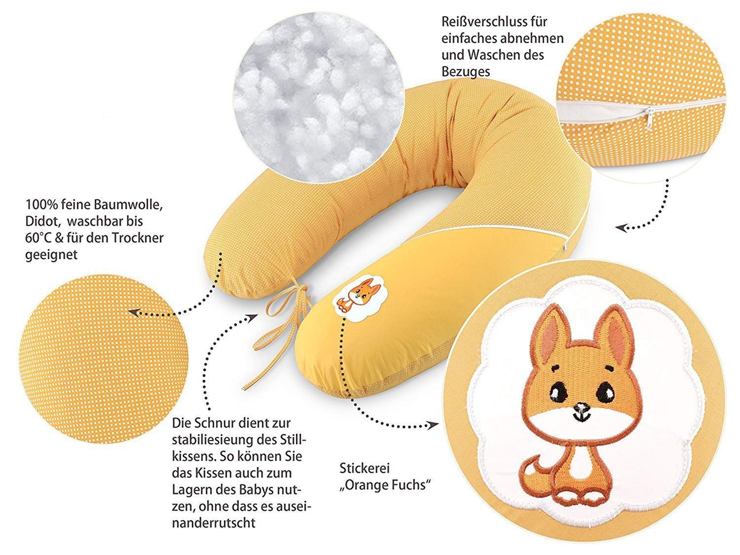 SEI Design Stillkissen »Fuchs orange«, mit hochwertiger Stickerei mit niedlichen Tiermotiven