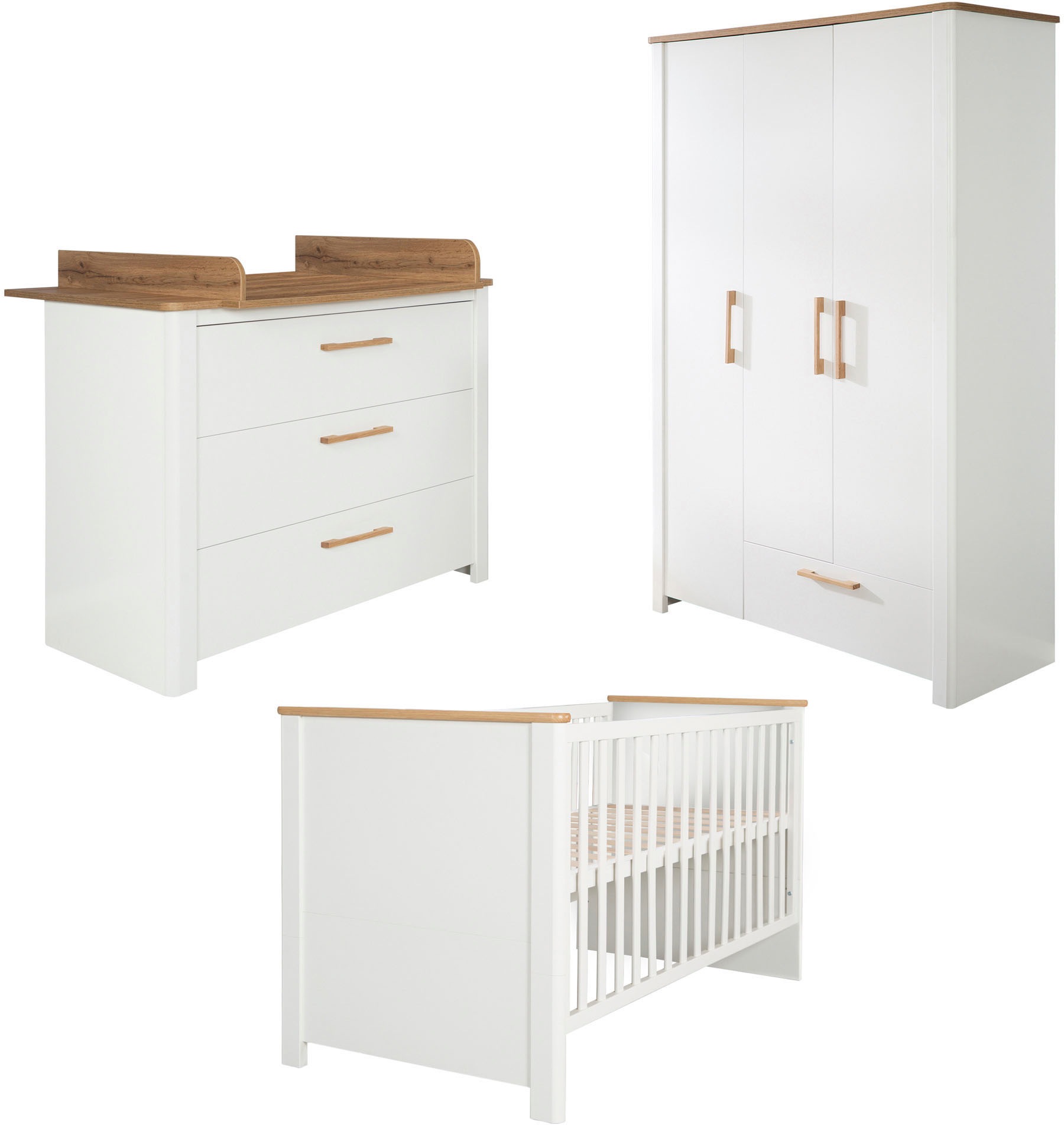 roba® Babyzimmer-Komplettset »Ava«, (Set, 3 tlg., Kinderbett, Wickelkommode günstig online kaufen