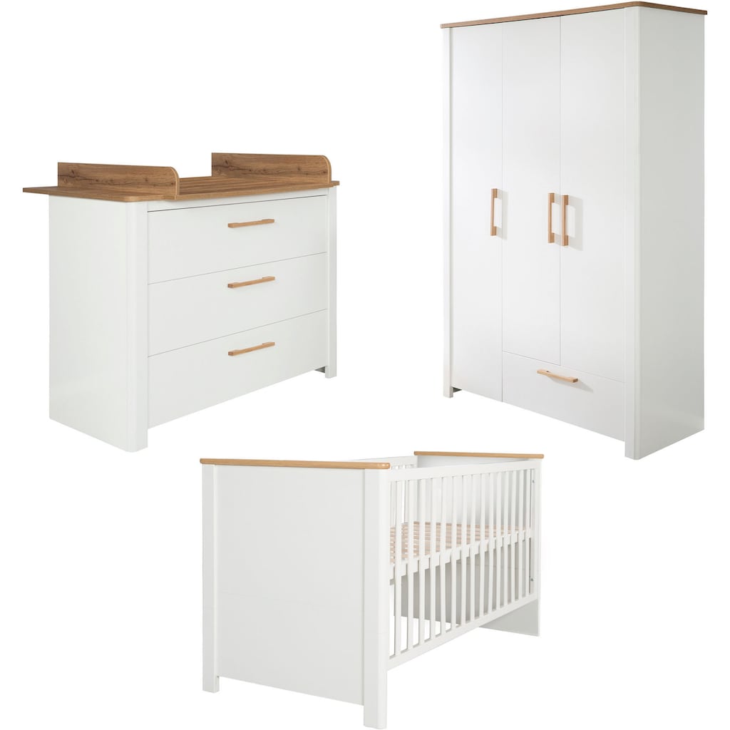 roba® Babyzimmer-Komplettset »Ava«, (Set, 3 St., Kinderbett, Wickelkommode, Kleiderschrank)