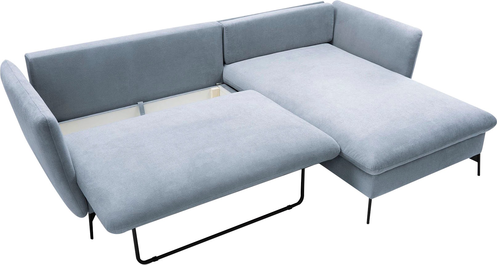 andas Ecksofa »LIVORNO,258 cm, L-Form,«, Schlaffunktion u. Bettkasten (139/224cm), Samt, Struktur, Webstoff