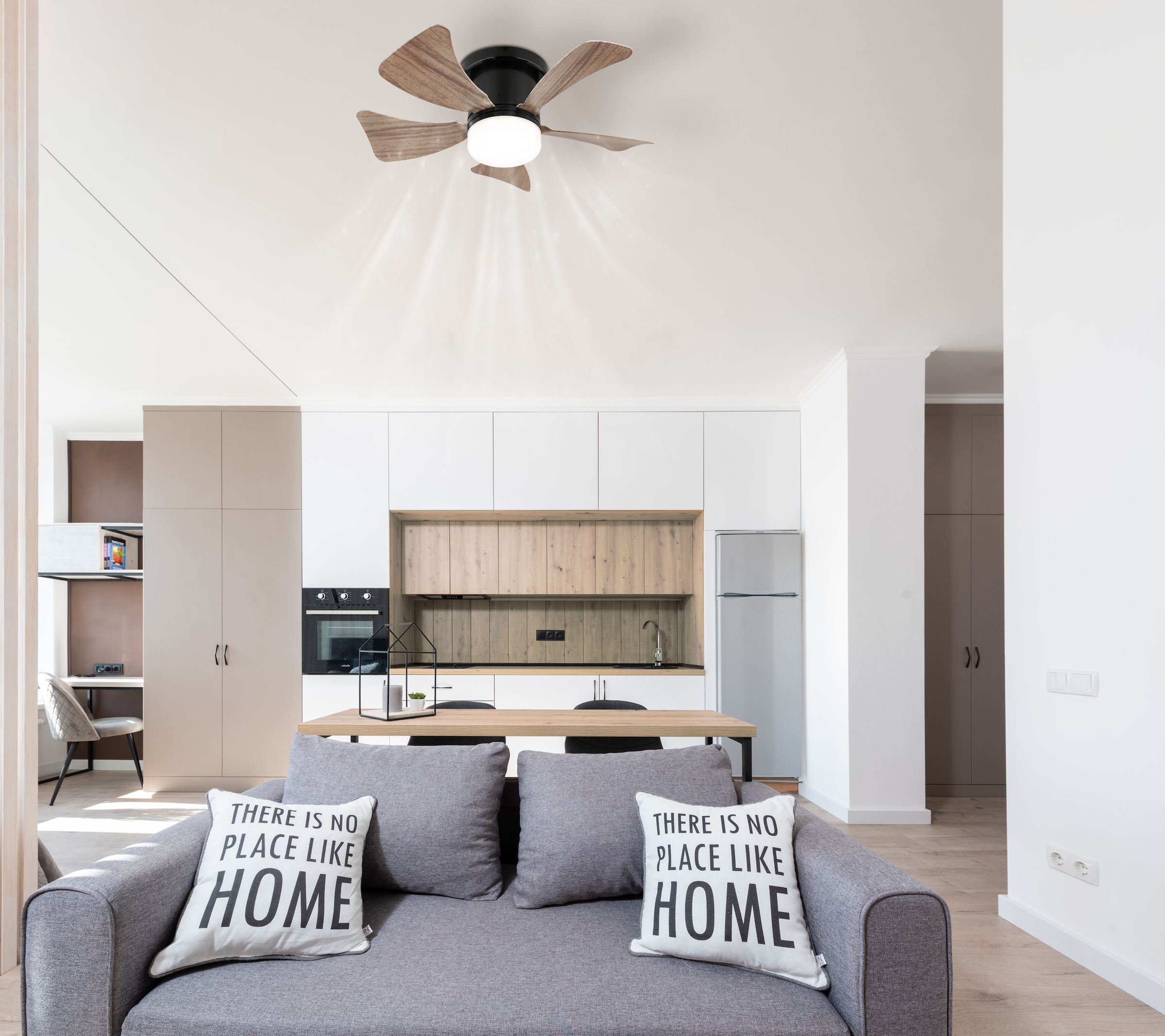 GLOBO LIGHTING Deckenleuchte »HINES« LED-Modul 1 Stk. warmweiß - kaltweiß Ventilator holzoptik kühlen-heizen Wohnzimmer Schlafzimmer