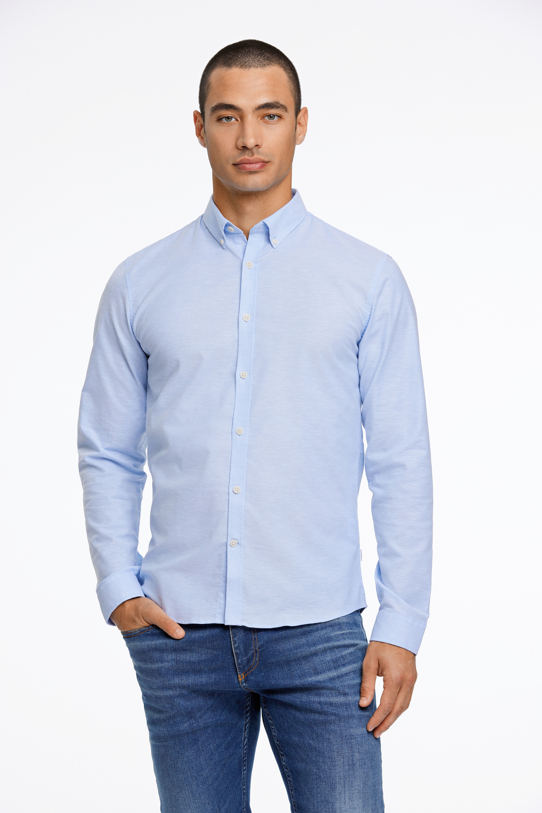 LINDBERGH Langarmhemd mit Button-Down-Kragen