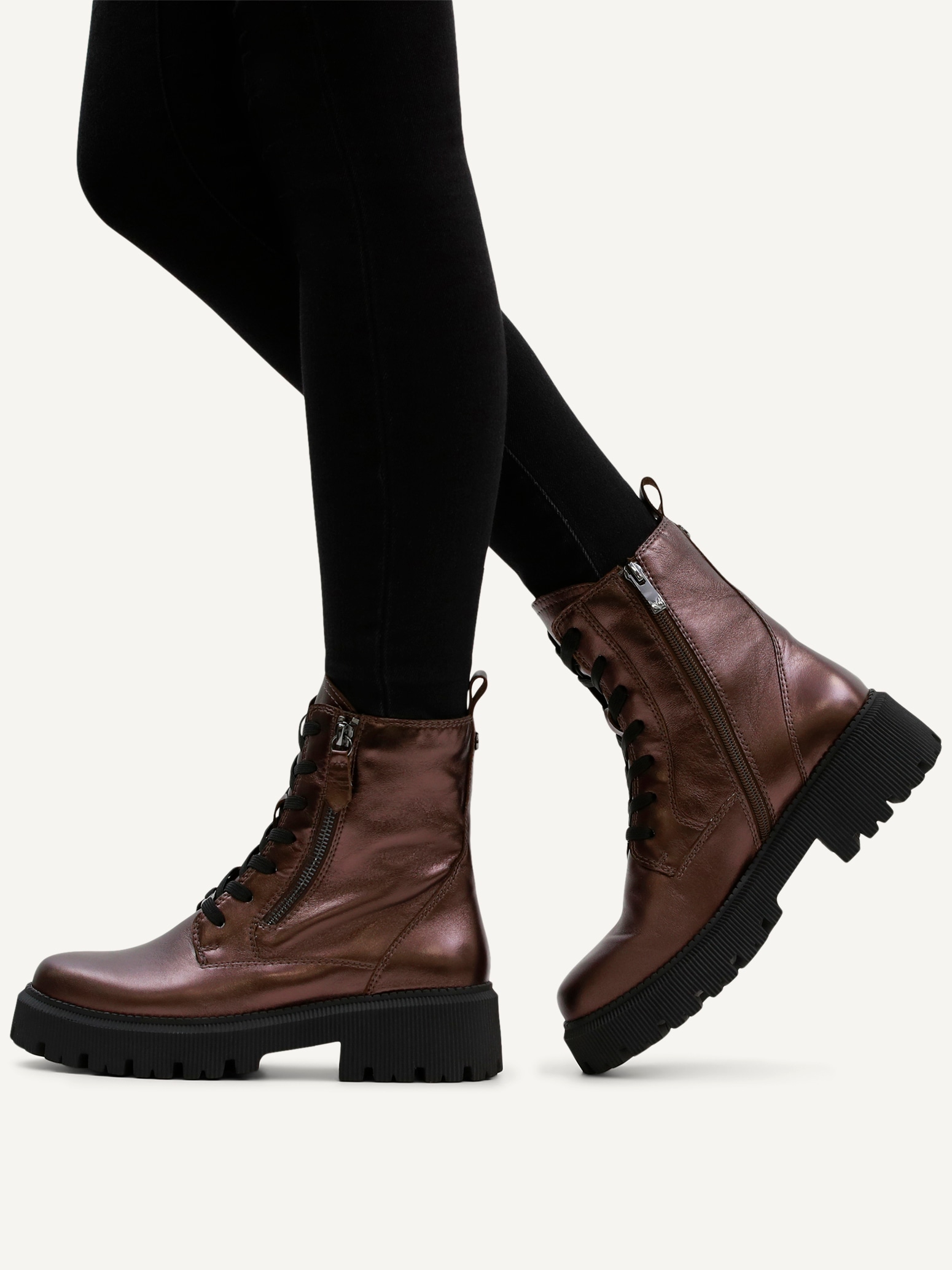 Caprice Schnürboots  , Blockabsatz, Schnürstiefelette, Zierreißverschluss an der Außenseite