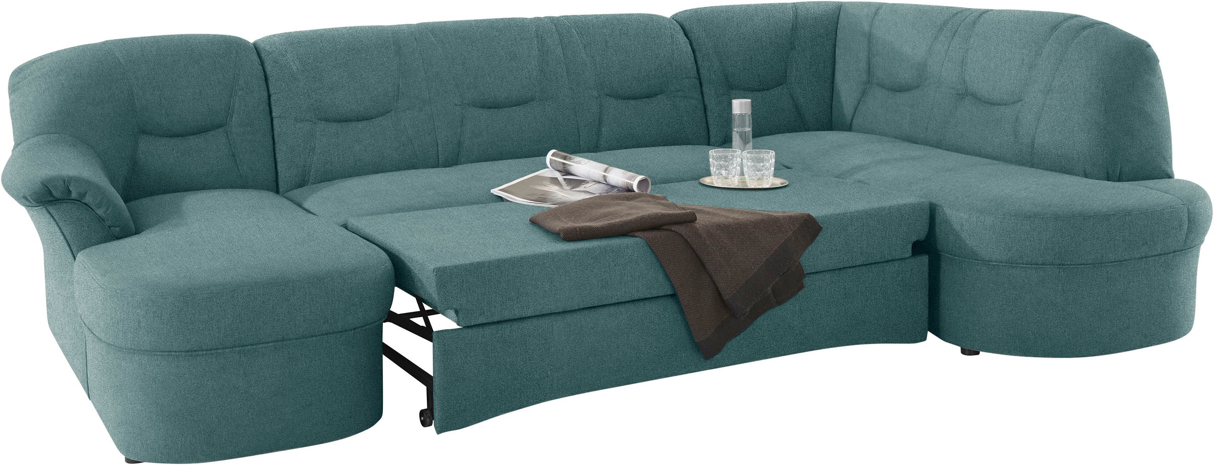 DOMO collection Wohnlandschaft »Sarafina, zeitlos und komfortabel, optional mit Federkern, U-Form«, wahlweise mit Bettfunktion