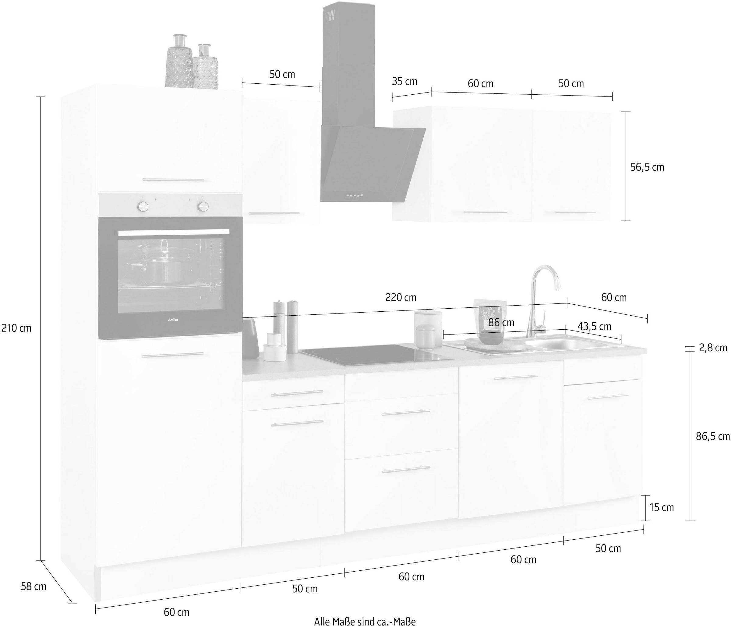 wiho Küchen Küchenzeile »Ela«, Breite 280 cm, Soft-Close-Funktion,  höhenverstellbare Füße auf Raten bestellen