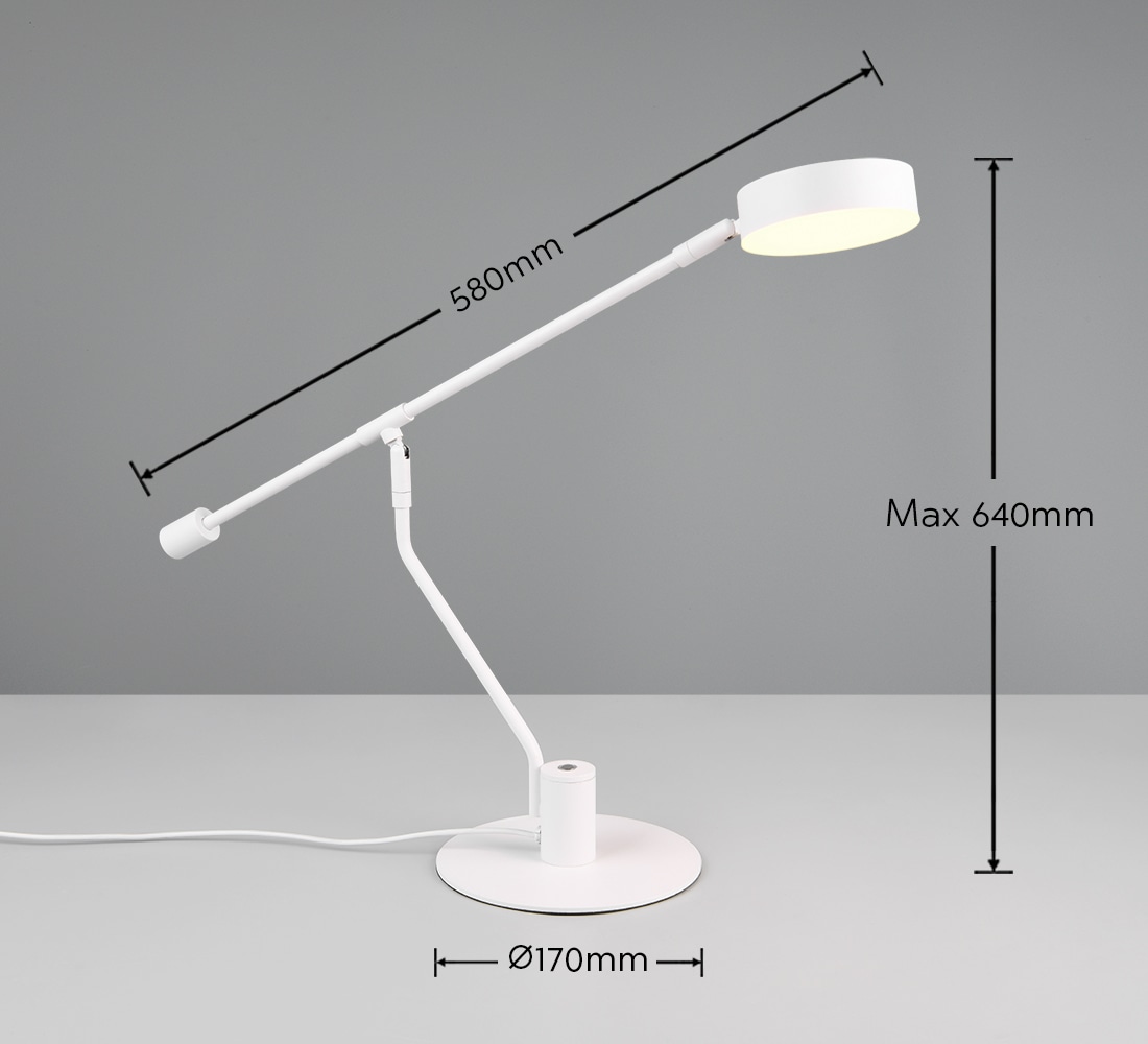 TRIO Leuchten LED Schreibtischlampe »MANDURO, LED Tischleuchte Leseleuchte 6W 560 Lumen CCT dimmbar« LED-Board 1 Stk. Farbwechsler 2700-6500K warmweiß bis kaltweiß und per Touch stufenlos dimmbar