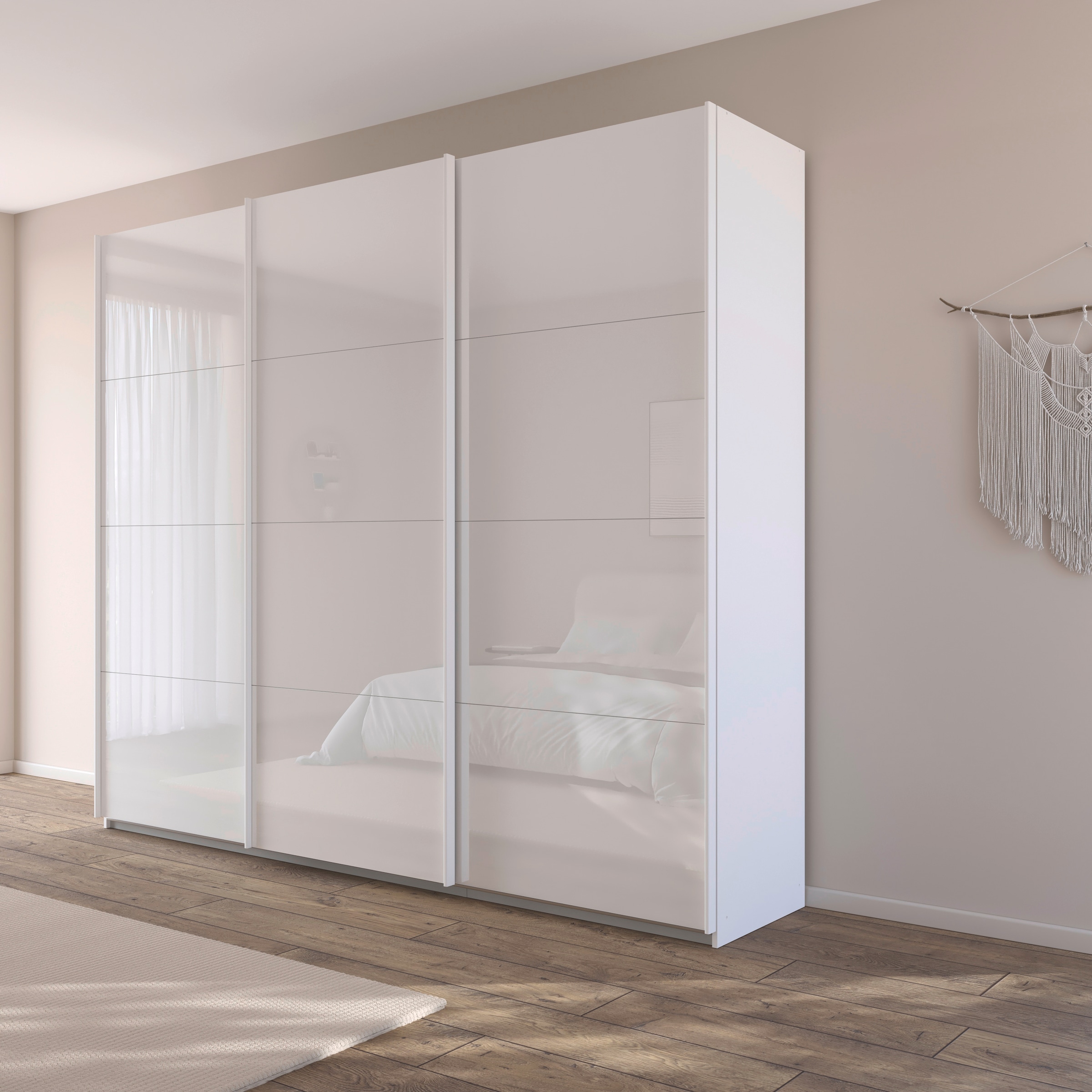 rauch Schwebetürenschrank »Kleiderschrank Schrank Garderobe AGORDO mit Glasfront«, durchdachte Innenausstattung, in 4 Breiten und 2 Höhen MADE IN GERMANY
