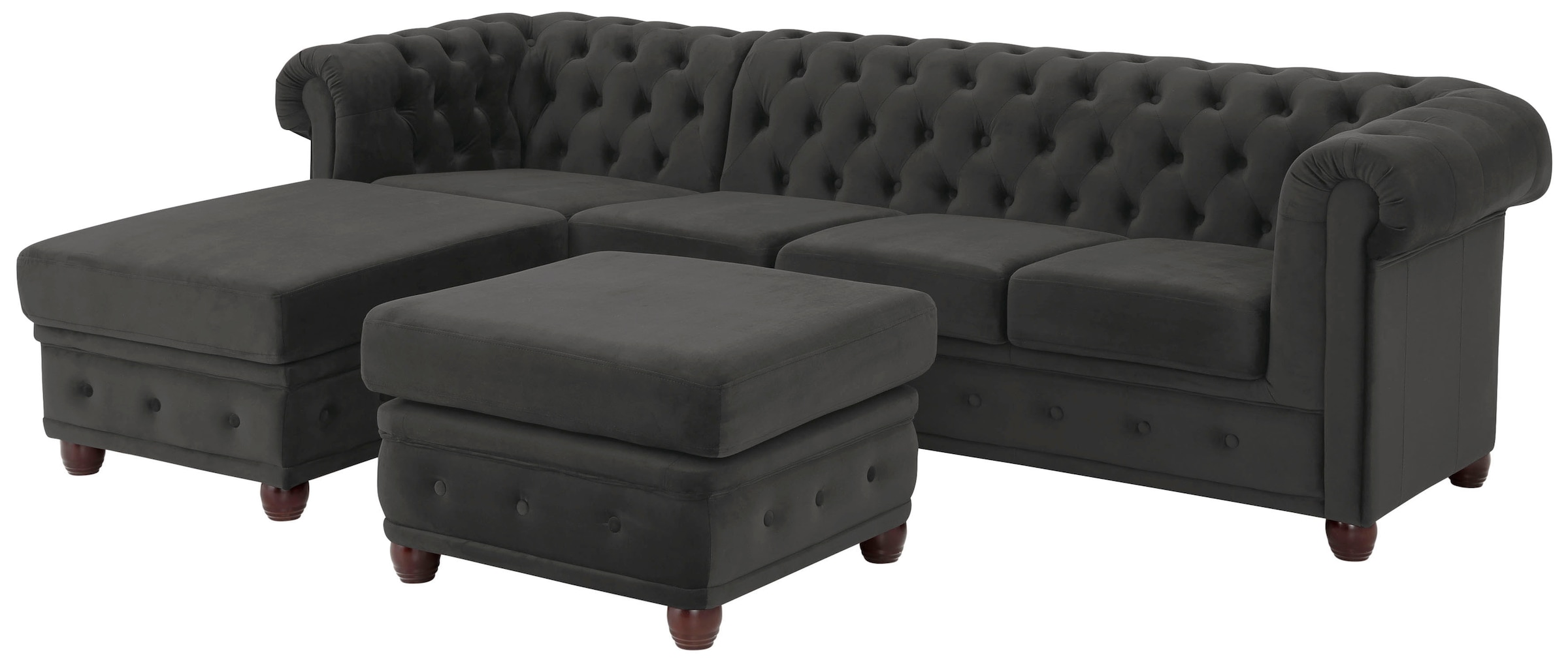 Home affaire Chesterfield-Sofa »New Castle L-Form«, hochwertige Knopfheftung in Chesterfield-Design, B/T/H: 255(171/72)