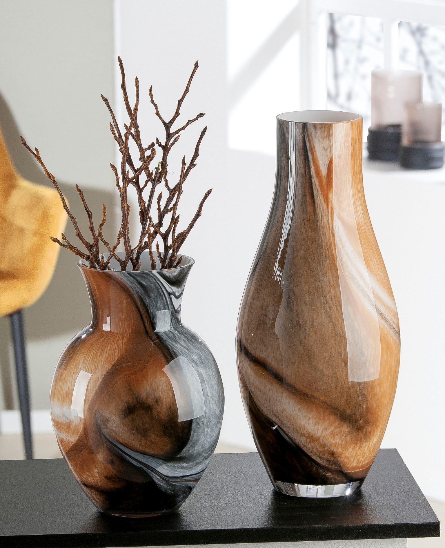 GILDE Tischvase »Draga, Höhe ca. 26 cm«, (1 St.), dekorative Vase aus Glas, Blumenvase