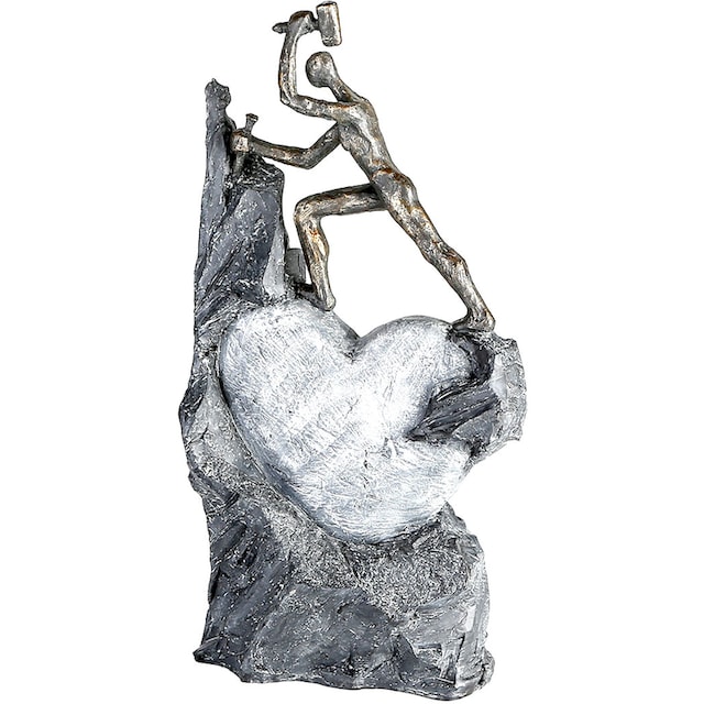 Casablanca by Gilde Dekofigur »Skulptur Heart, bronzefarben/grau«,  Dekoobjekt, Höhe 37 cm, Motiv Herz, mit Spruchanhänger, Wohnzimmer auf  Rechnung kaufen