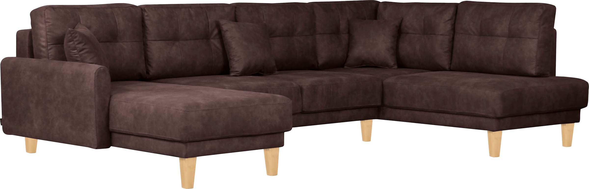 Home affaire Wohnlandschaft »TRIPLO U-Form wahlweise mit Schlaffunktion, B/T/H: 310/192/90 cm«, Schlafsofa, auch mit Bettkasten, Steppung im Rückenkissen