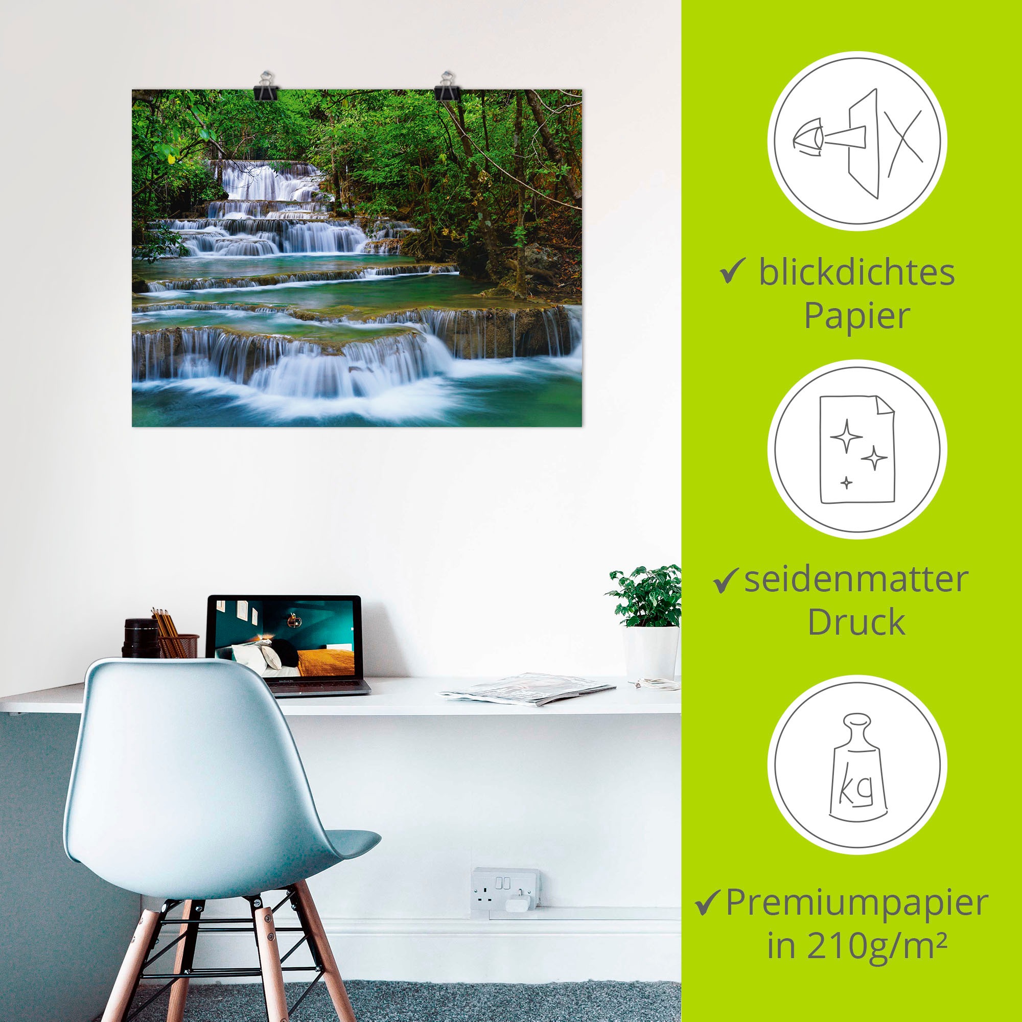 Artland Wandbild »Tiefen Wald Wasserfall«, Gewässer, (1 St.), als Leinwandbild, Poster, Wandaufkleber in verschied. Größen