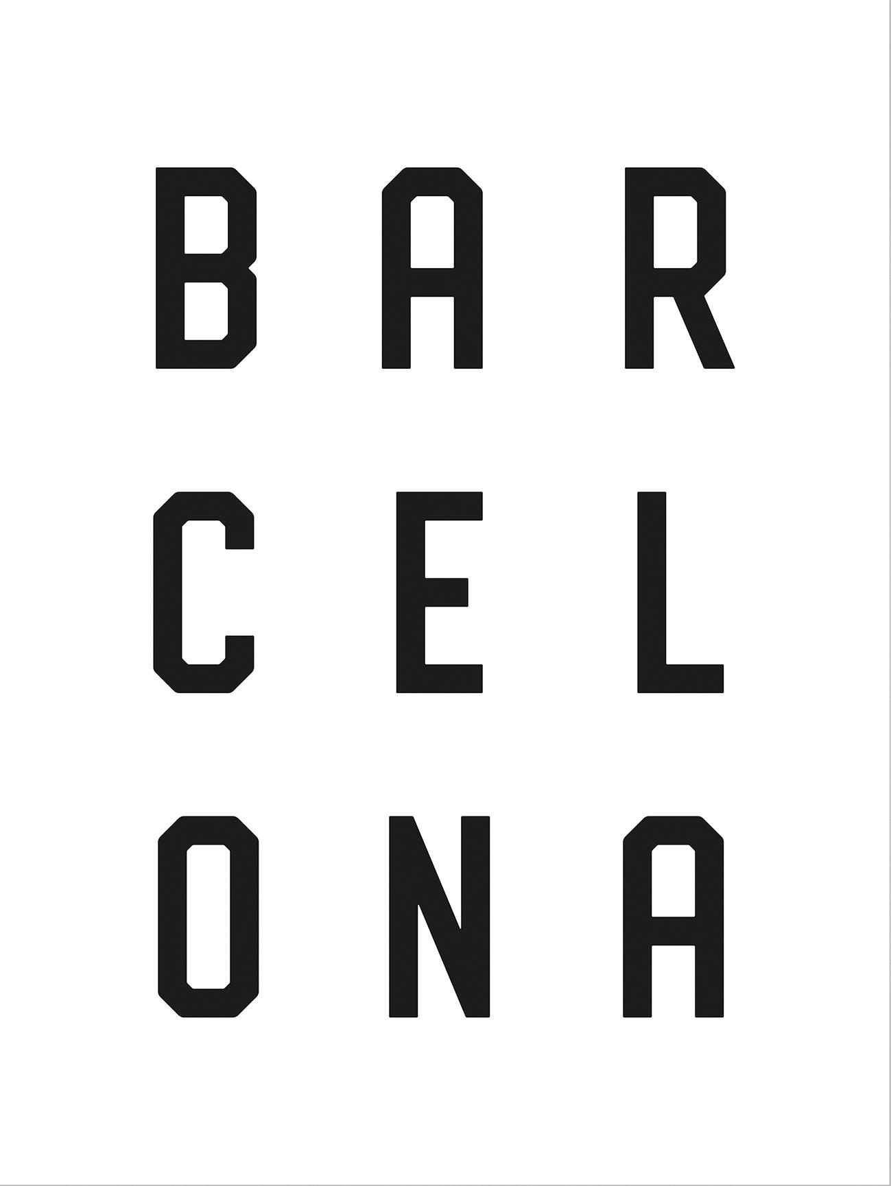 Wall-Art Poster »Typographie Barcelona Schriftzug«, Poster ohne Bilderrahmen