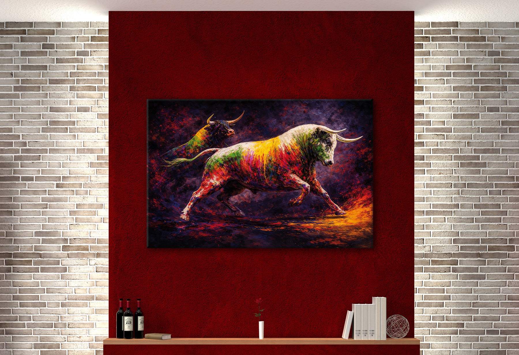 Bönninghoff Bild »BUNTER STIER 78x118 cm – Leinwandbild Keilrahmen Deko modern«