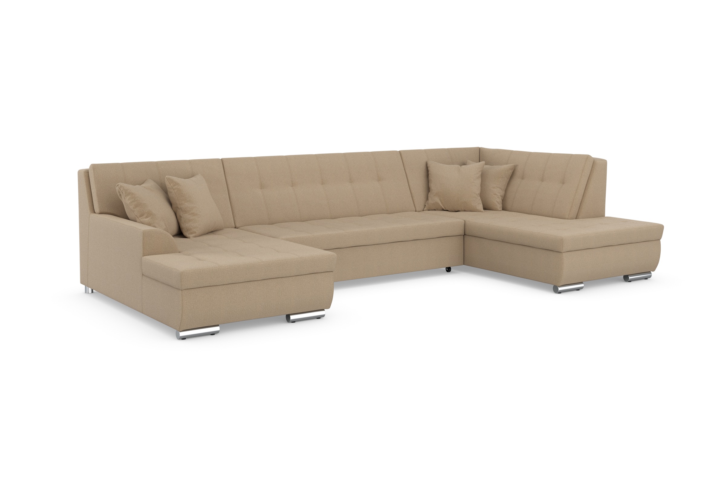 DOMO collection Wohnlandschaft »Treviso incl. Zierkissen, moderne Steppung, XXL: B/T/H: 364/201/83 cm«, wahlweise mit Bettfunktion, in vielen Bezugsarten auch in Cord U-Form
