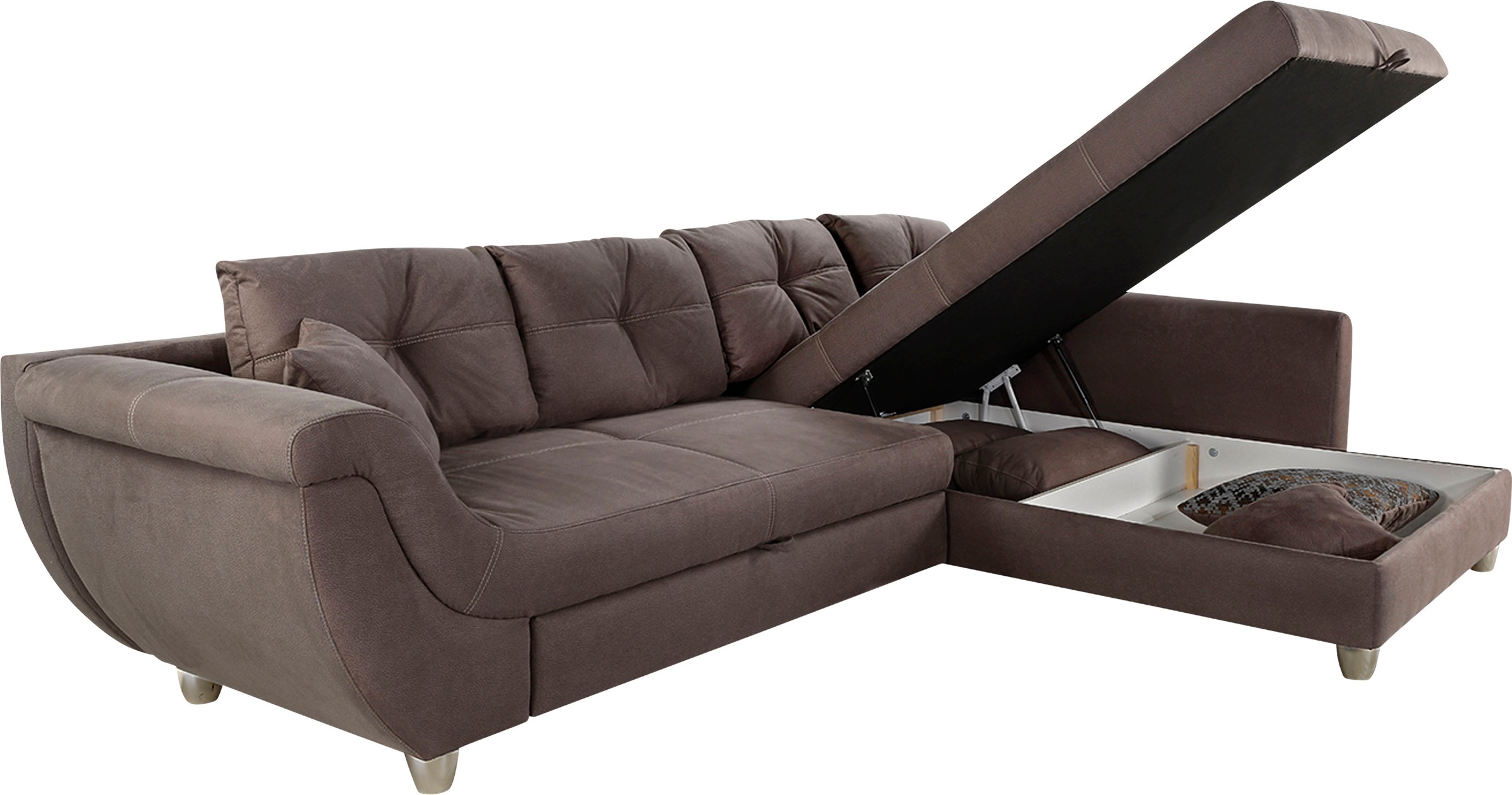 Jockenhöfer Gruppe Ecksofa »Maranello L-Form«, mit großem Stauraum, Gästebett- und Relaxfunktion, Nosagfederung