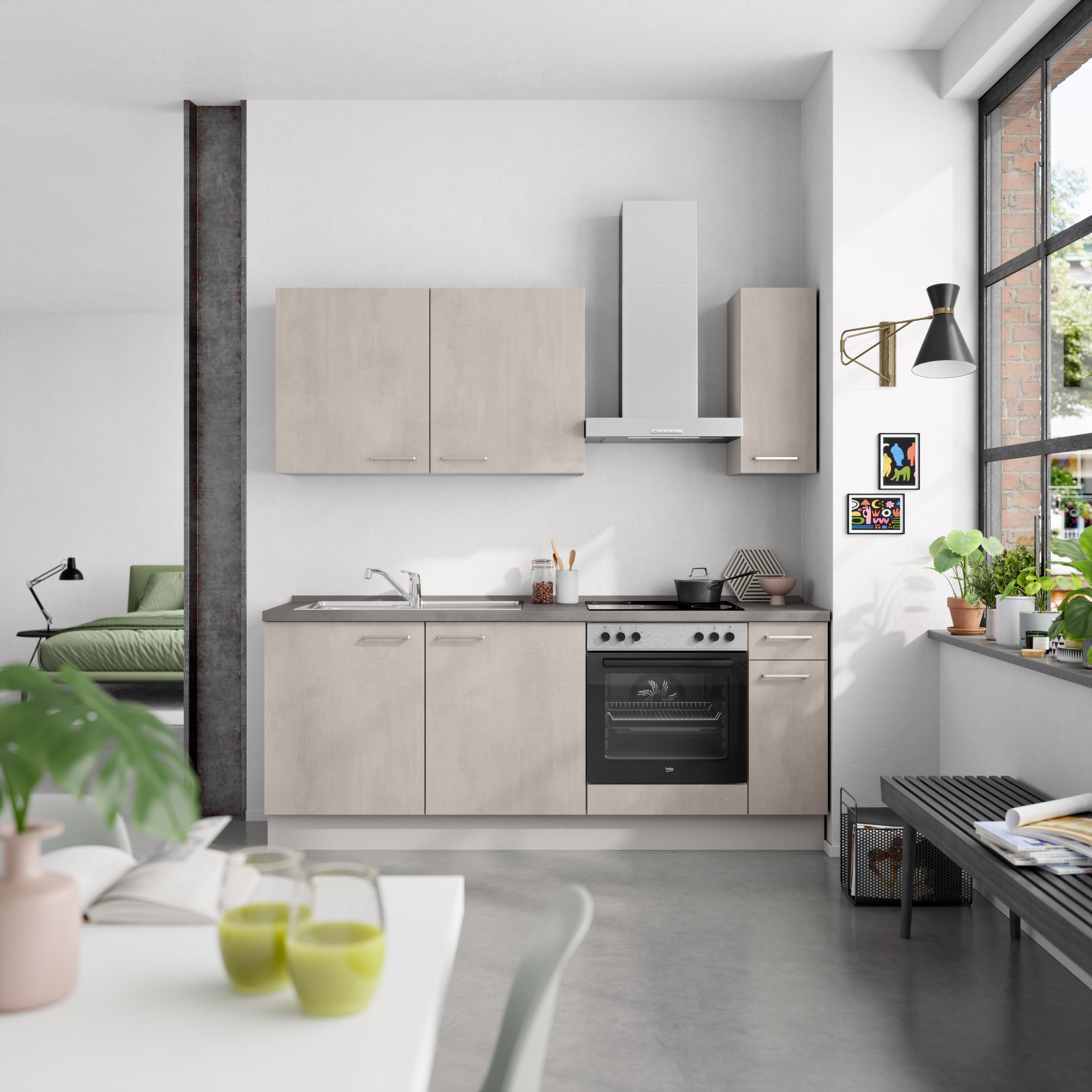 nobilia® Küchenzeile »"Riva I"«, vormontiert, Ausrichtung wählbar, Breite 210 cm, wahlw. mit E-Geräten