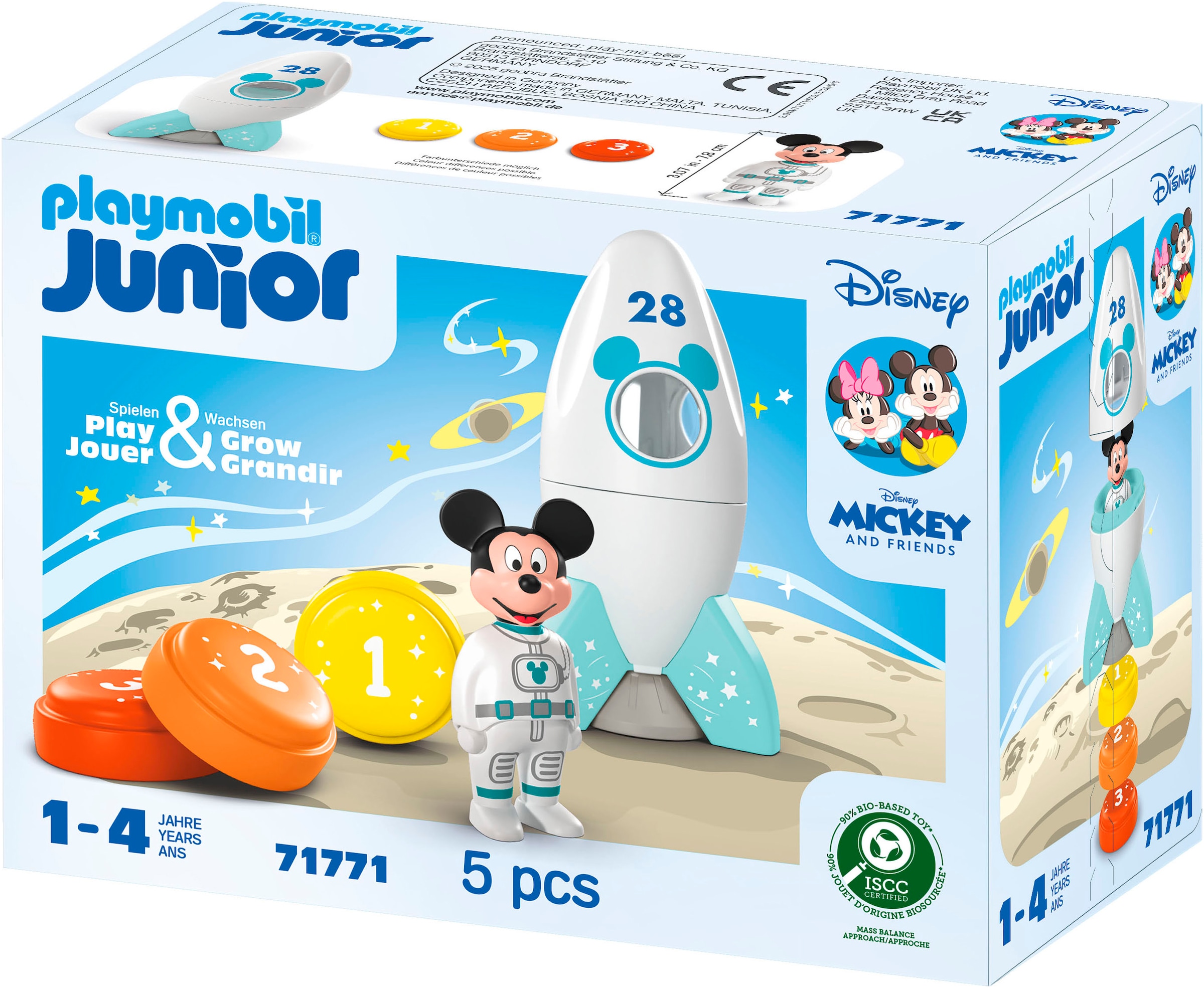 Playmobil® Konstruktions-Spielset »Micky Maus' Raketen- & Weltraum-Abenteuer (71771), JUNIOR & Disney«, (5 St.), Made in Europe
