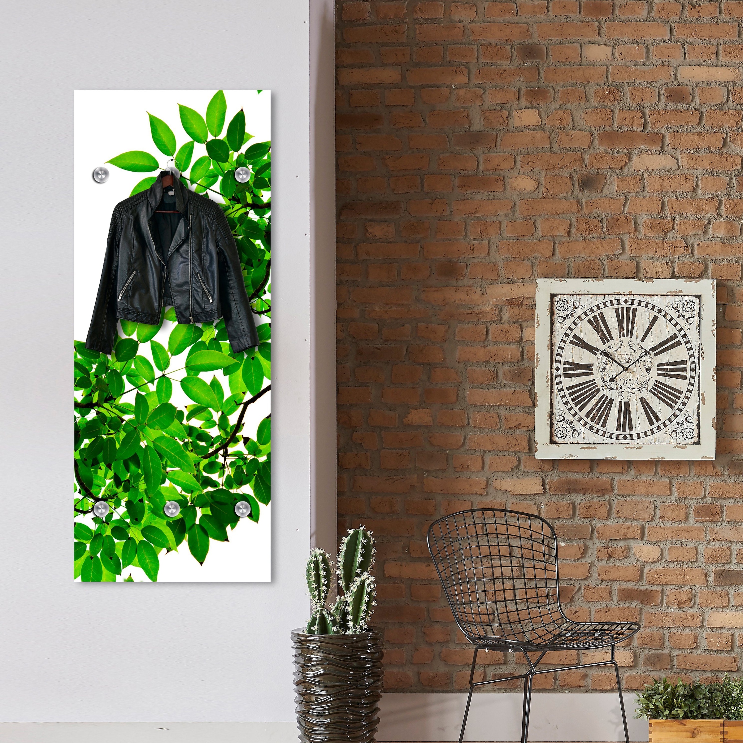 queence Garderobenleiste »Blätter«, mit 6 Haken, 50 x 120 cm