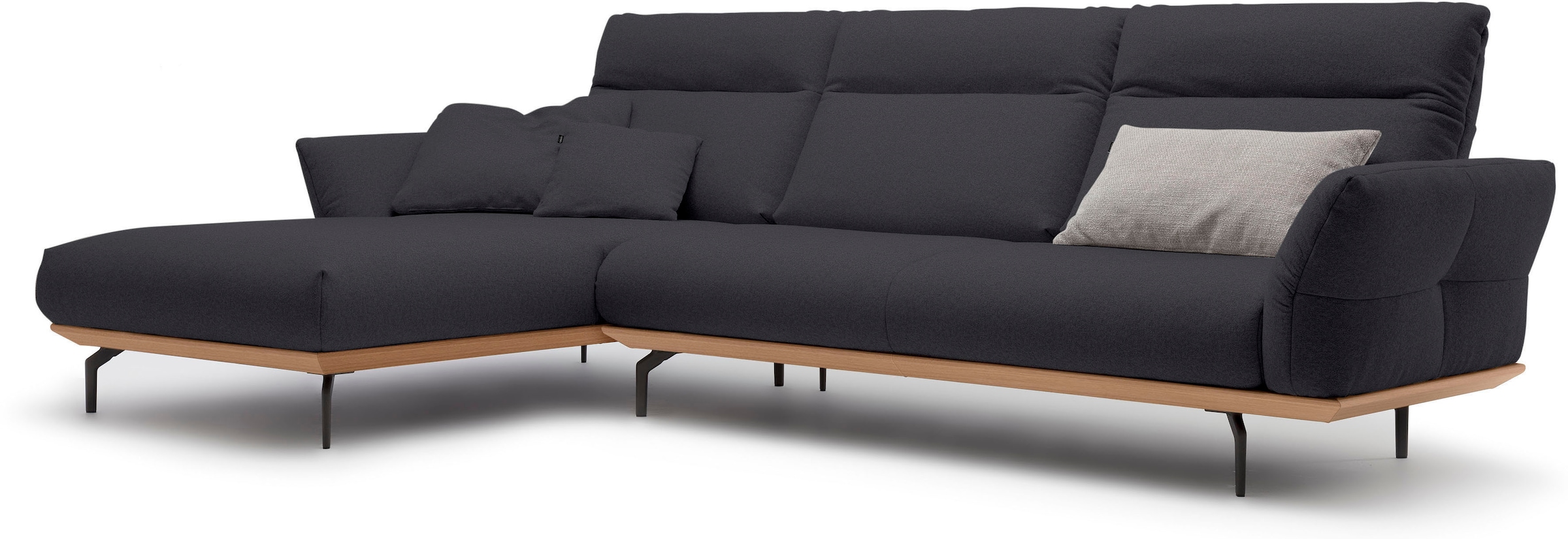 Creation BY ROLF BENZ Ecksofa »CR.460«, Sockel in Eiche, Winkelfüße in Umbragrau, Breite 318 cm