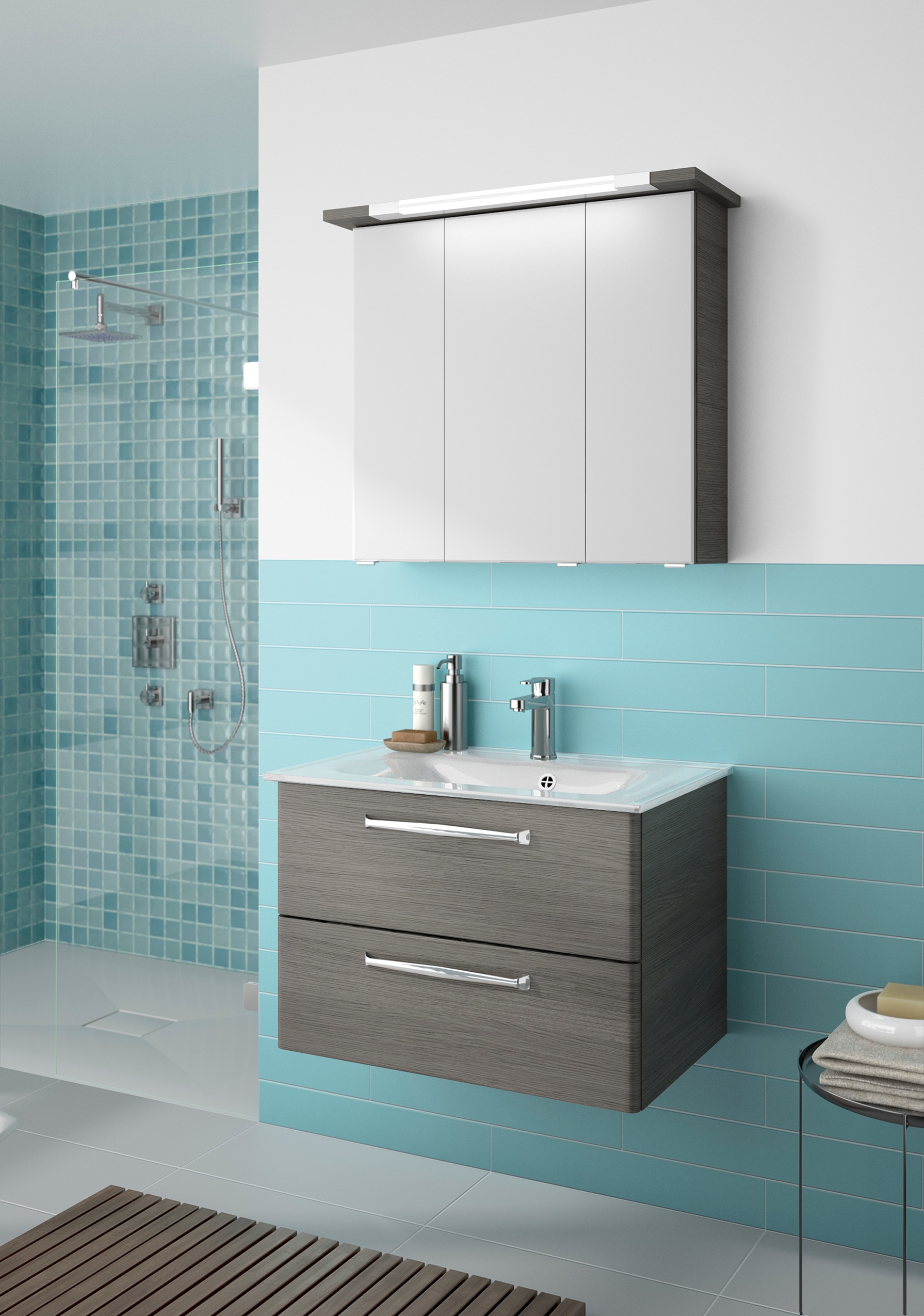 Saphir Badmöbel-Set »Trentino 2-teilig Glas-Waschtisch, Spiegelschrank mit günstig online kaufen