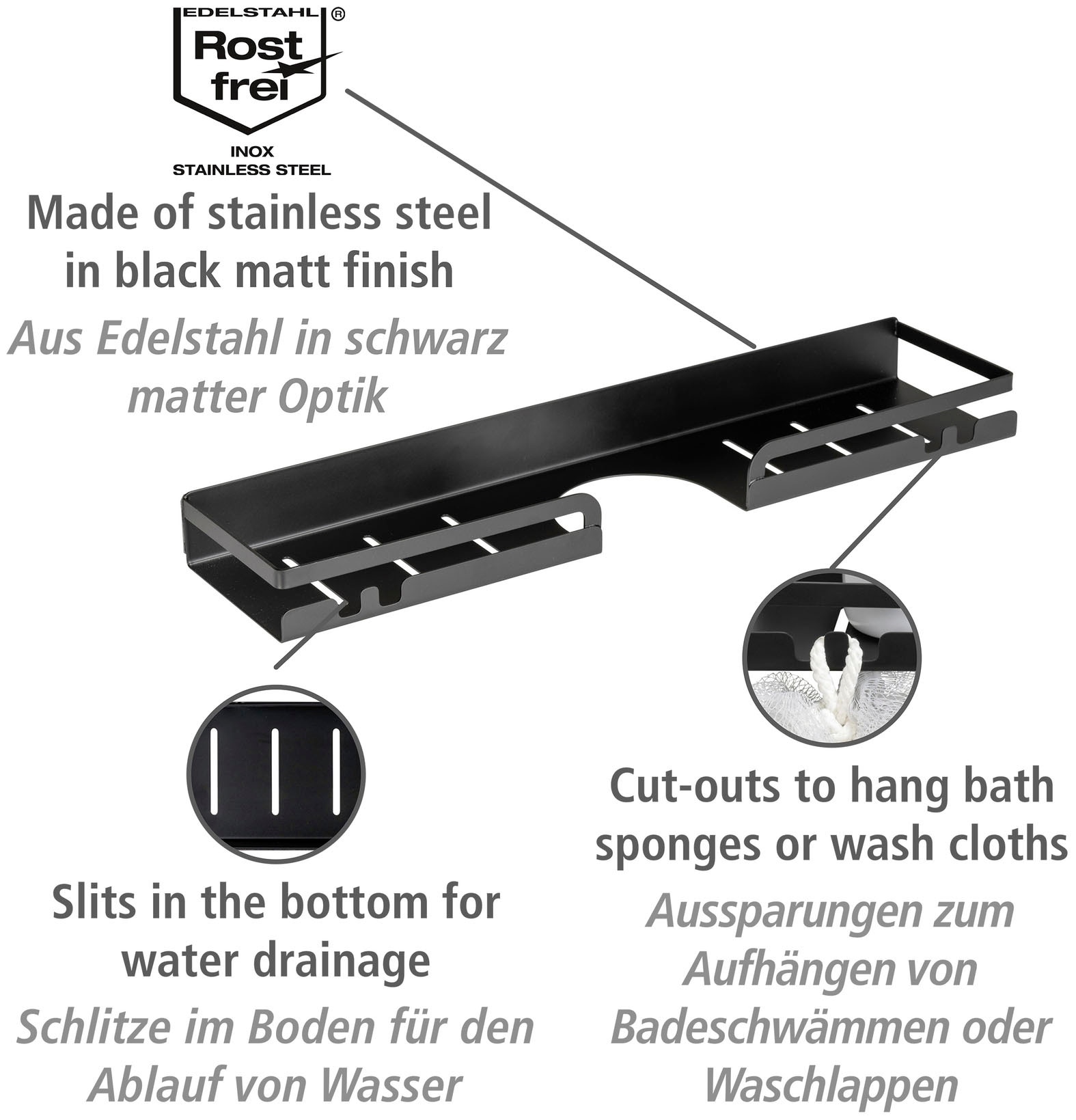 WENKO Duschablage »Turbo-Loc® Duschstangencaddy Altarella L«, Befestigen ohne Bohren