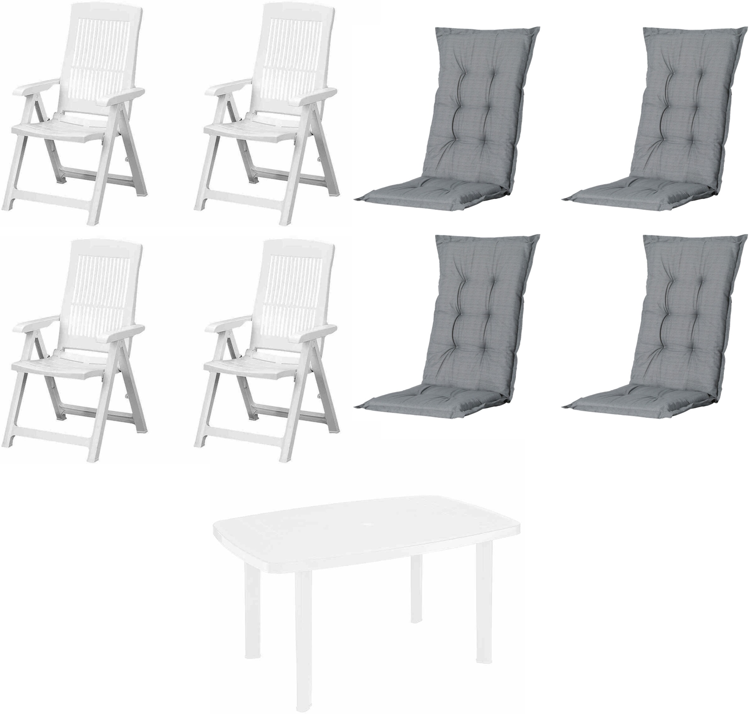 Progarden Garten-Essgruppe »Tampa + Faro« Set, 9 tlg. bestehend aus 4 Sessel, 4 Auflagen und 1 Tisch