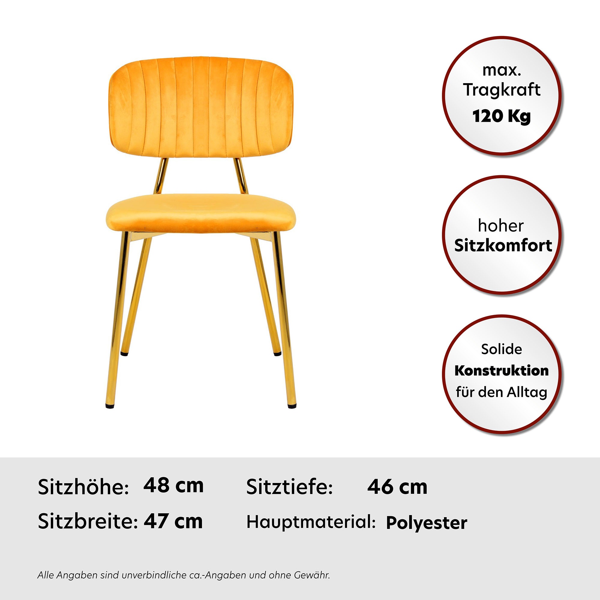 Kayoom Esszimmerstuhl »Stuhl Kian 125 2er-Set,filigranes Metallgestell,pflegeleicht Samtbezug«, (Set), 2 St., Stoffbezug, samtweicher Bezug, pflegeleichter Samtbezug