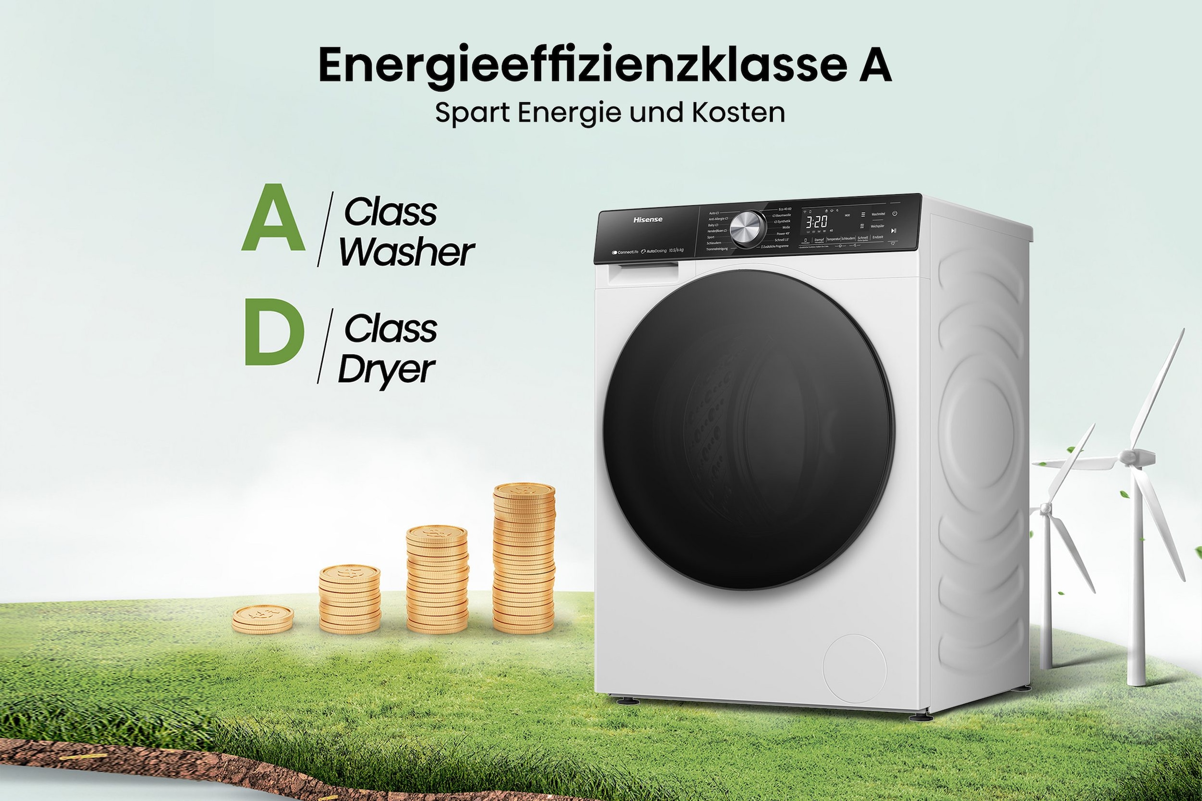 Hisense Waschtrockner »WD5S1045BW« 10,5 kg /6 kg 72 dB(A) 10,5kg/ 6kg