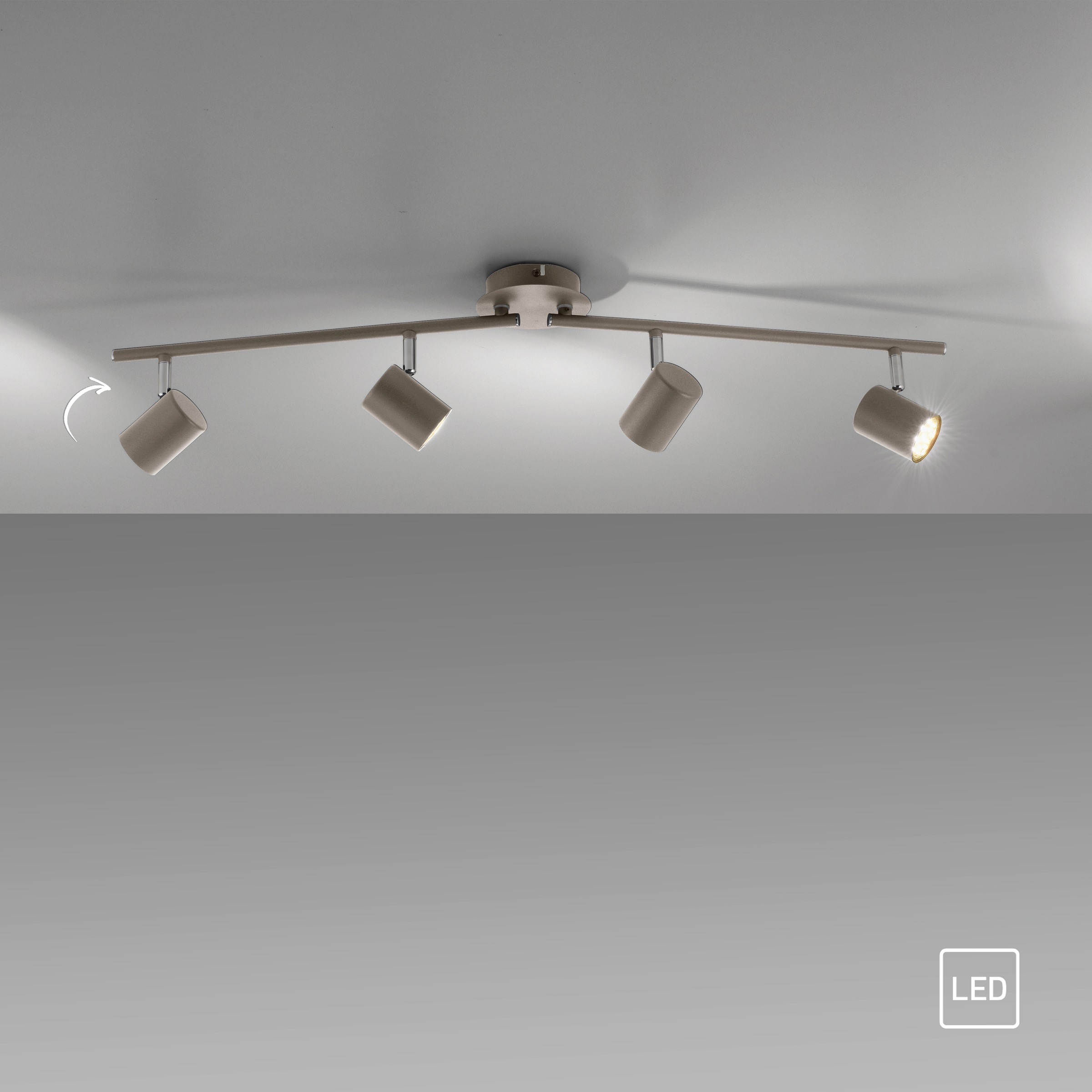 my home LED Deckenleuchte »Maci«, 4 flammig, Leuchtmittel GU10 | Leuchtmittel wechselbar, schlichtes Design, warmweißes LED-Licht, dreh- und schwenkbare Spots