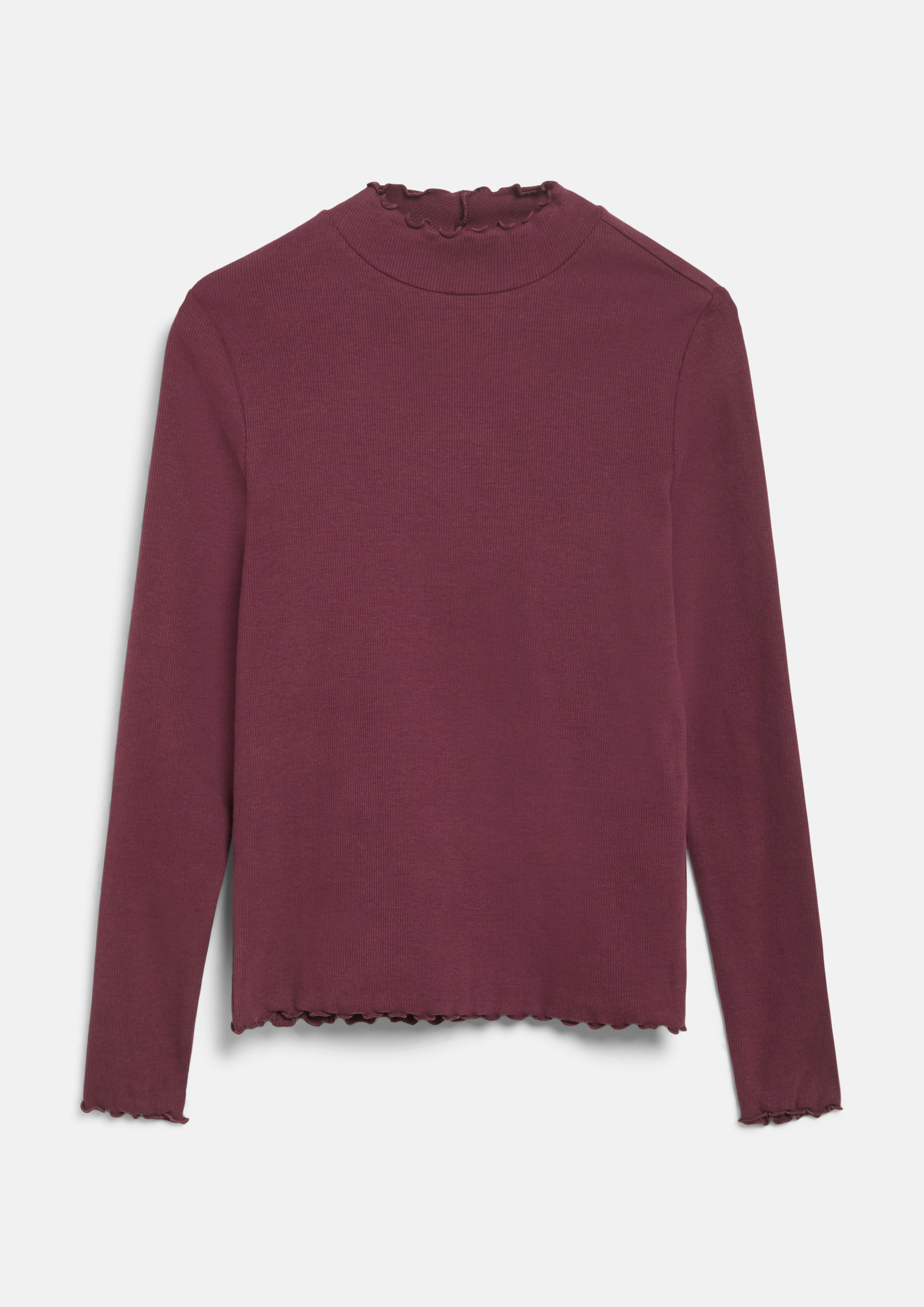 s.Oliver Junior Langarmshirt mit Wellensäumen an Kragen, Ärmeln und Saum / Stretch / Für Girls