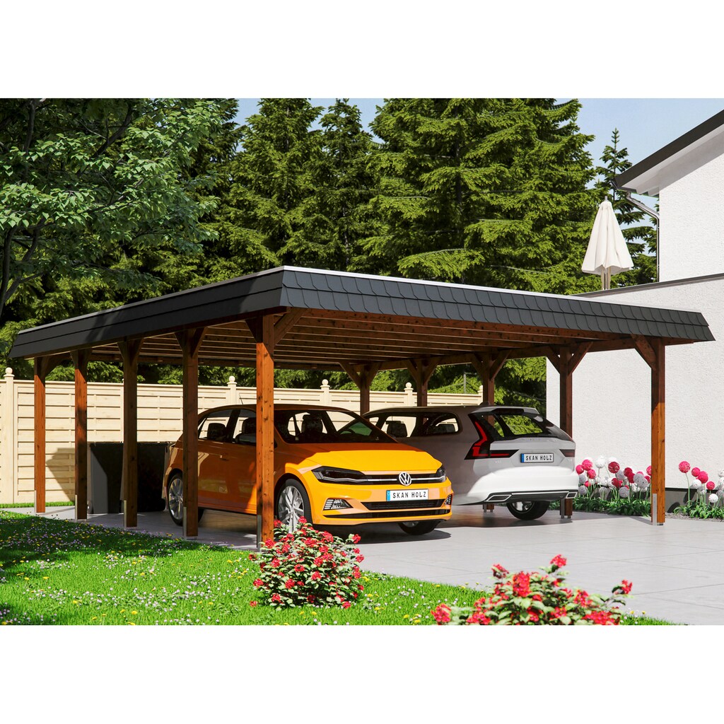 Skanholz Doppelcarport »Spreewald«, Fichtenholz, 530 cm, braun