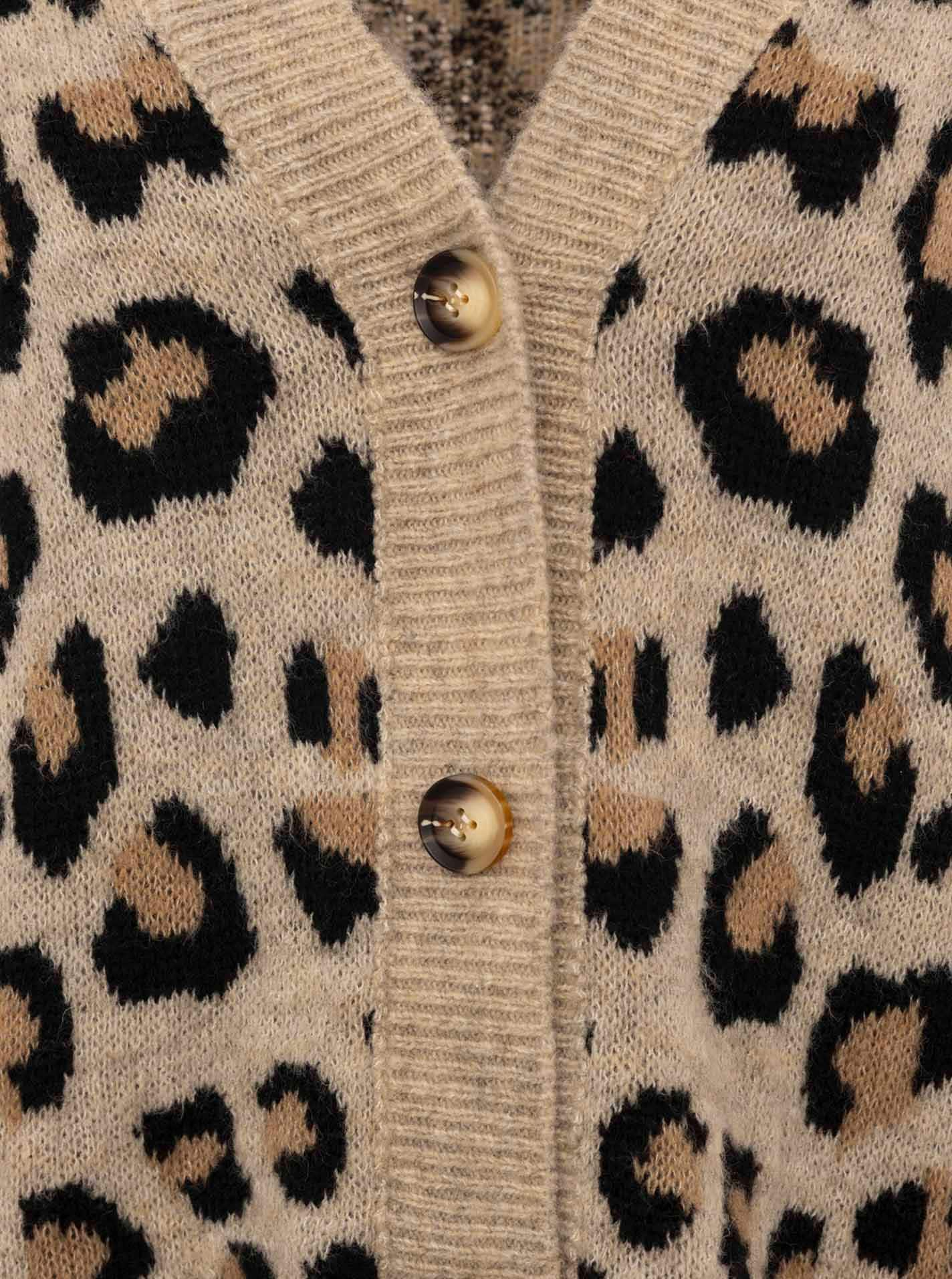 Zwillingsherz Strickjacke »"Big Leo"« One Size, Animal-Muster, Langarm, Knöpfe, tiefer V-Ausschnitt