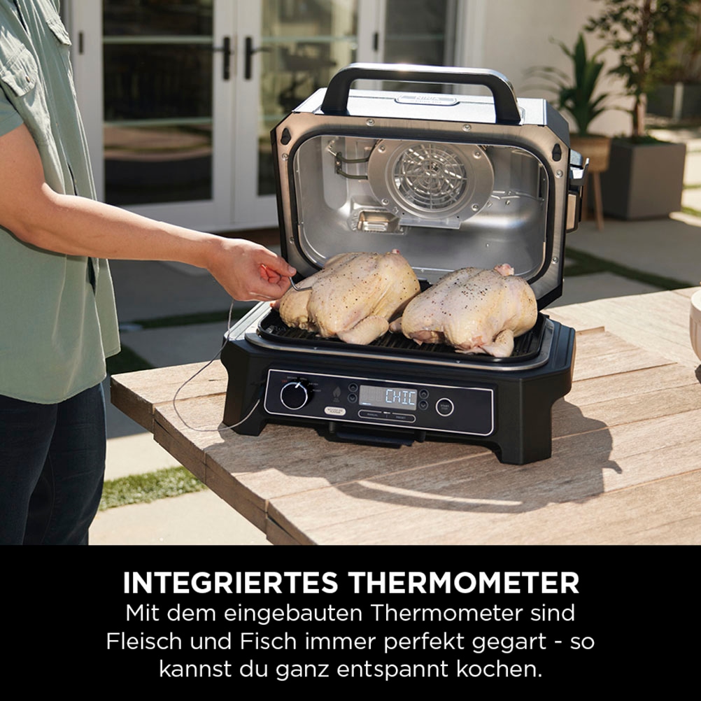 NINJA Elektrogrill »Woodfire OG850EU«, 1700 W, Outdoor Grill, Smoker und Heißluft-Fritteuse