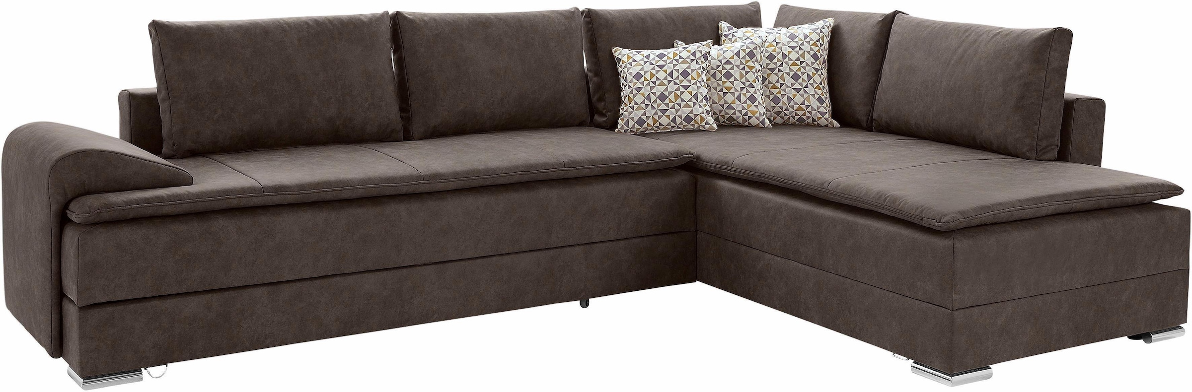 INOSIGN Ecksofa »Boxspringbett Night & Day L-Form mit Dauer-Schlaffunktion mit Armlehne«, mit Boxspring-Bettfunktion 180x200 cm und Bettkasten, Dauerschläfer!