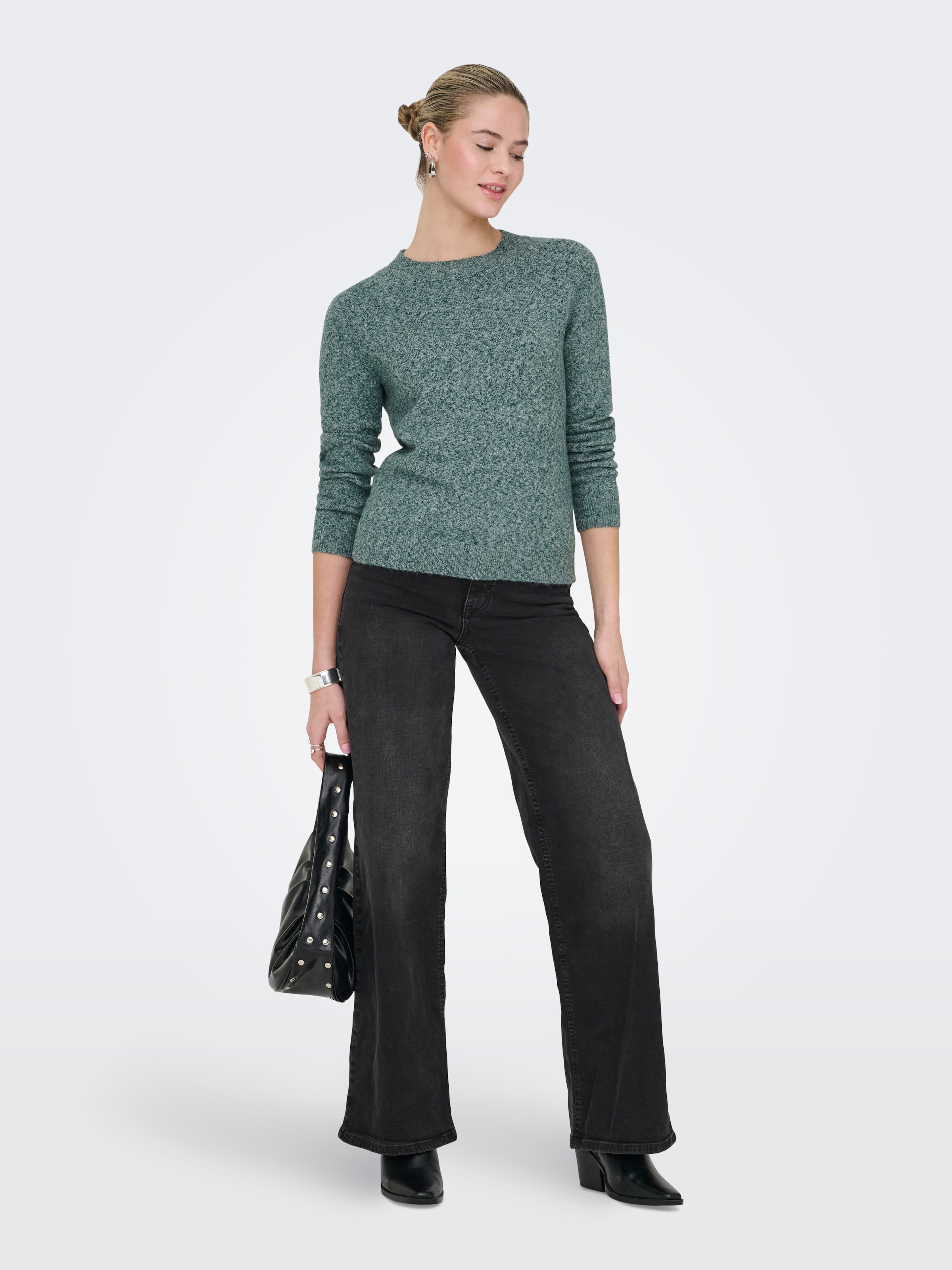 ONLY Rundhalspullover »ONLRICA LIFE L/S PULLOVER  KNT NOOS« Materialmix, regular fit