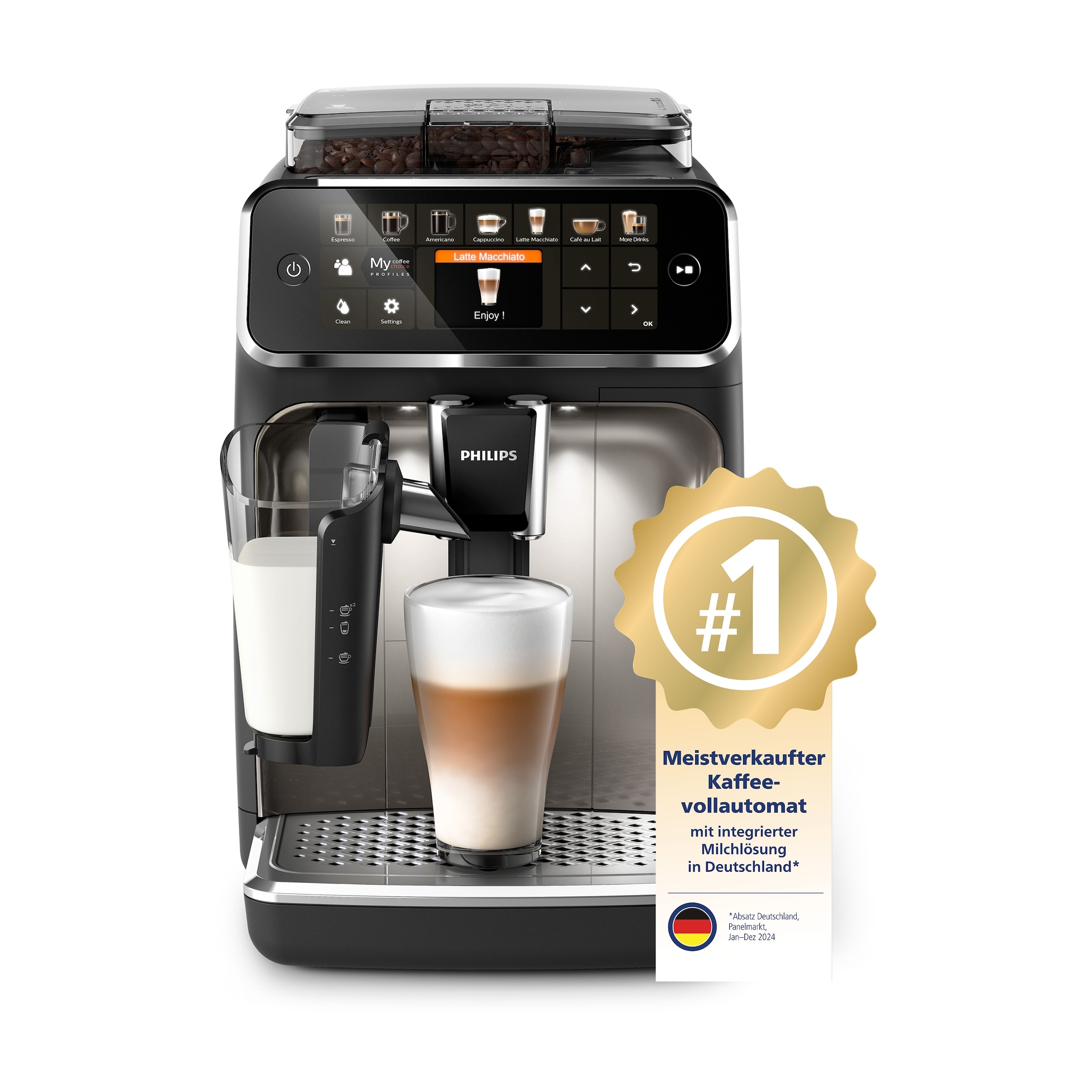 Philips Kaffeevollautomat »EP5447/90 5400 Series, 12 Kaffeespezialitäten« LatteGo Milchsystem und 4 Benutzerprofilen