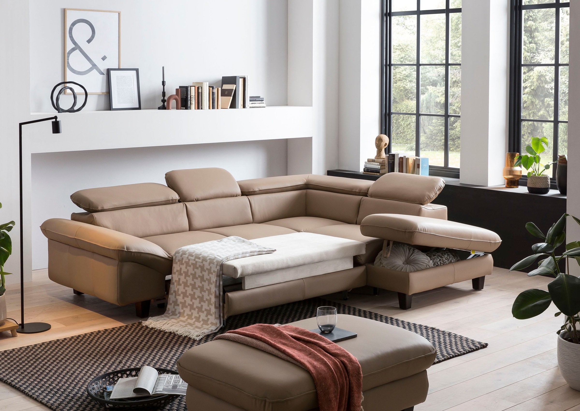 Home affaire Ecksofa »Pilot L-Form«, mit Kopfteilverstellung, wahlweise mit Bettfunktion & Bettkasten