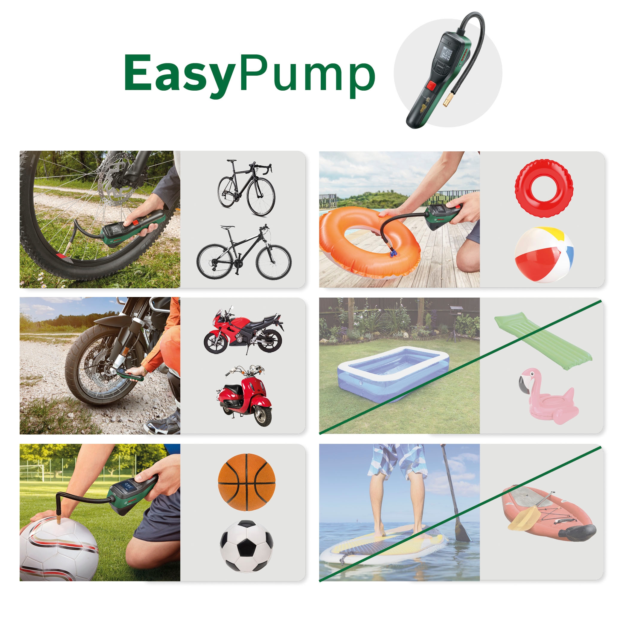 Bosch Home & Garden Akku-Luftpumpe »»EasyPump««, handlich und kabellos, mit Ballnadel