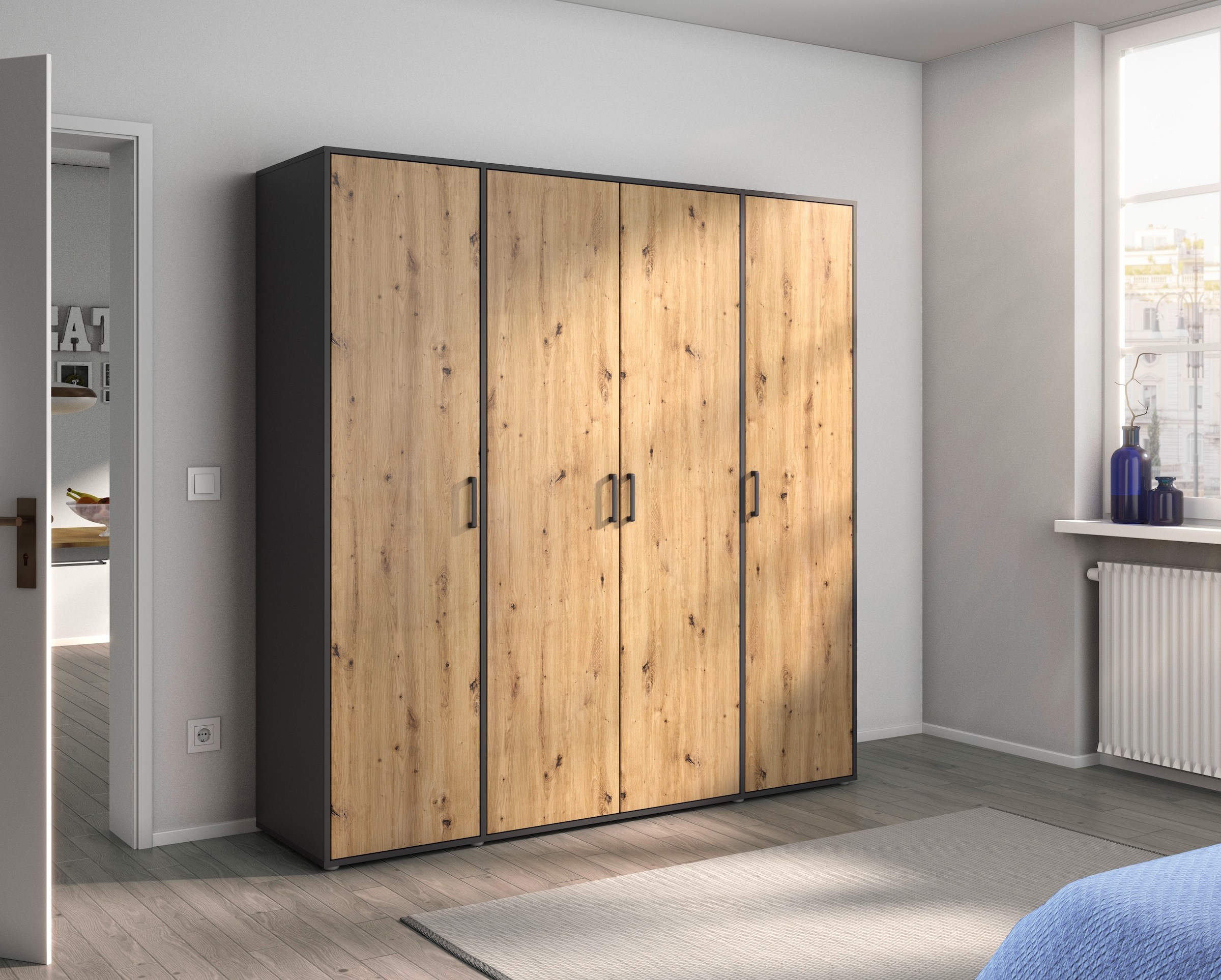 rauch Kleiderschrank »VOYAGER Otto´s Choice Garderobe Wäscheschrank TOPSELLER Schlafzimmer«, (in 3 verschiedenen Ausstattungen BASIC/CLASSIC/PREMIUM), Schrank mit modernen Griffen in viel Stauraum MADE IN GERMANY