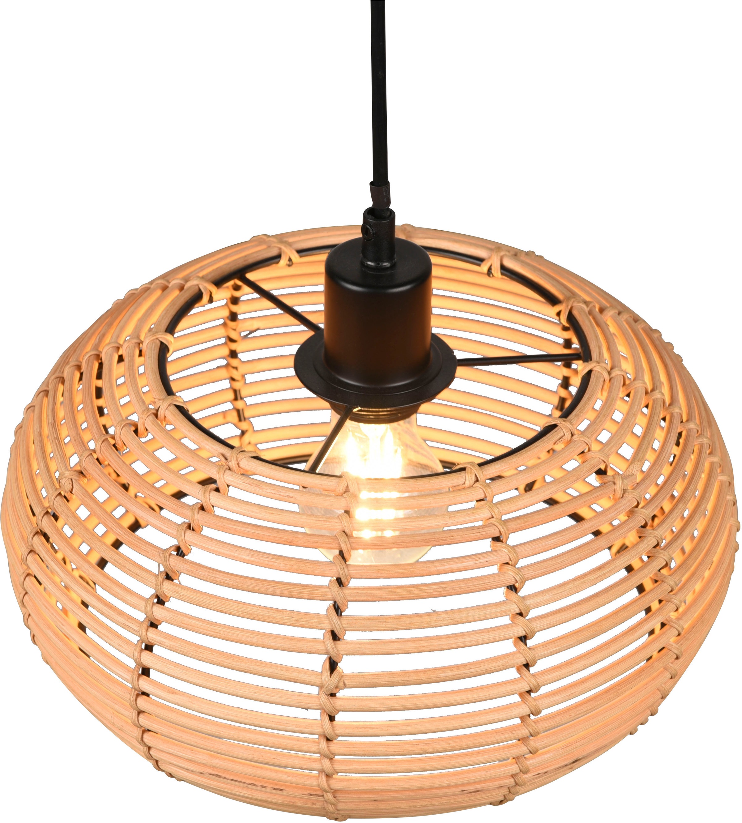 TRIO Leuchten Pendelleuchte »Inga«, 1 flammig, Leuchtmittel E27 | ohne Leuchtmittel, Hängelampe Rattan in Korbgeflecht Optik, exkl 1xE27, höhenverstellbar