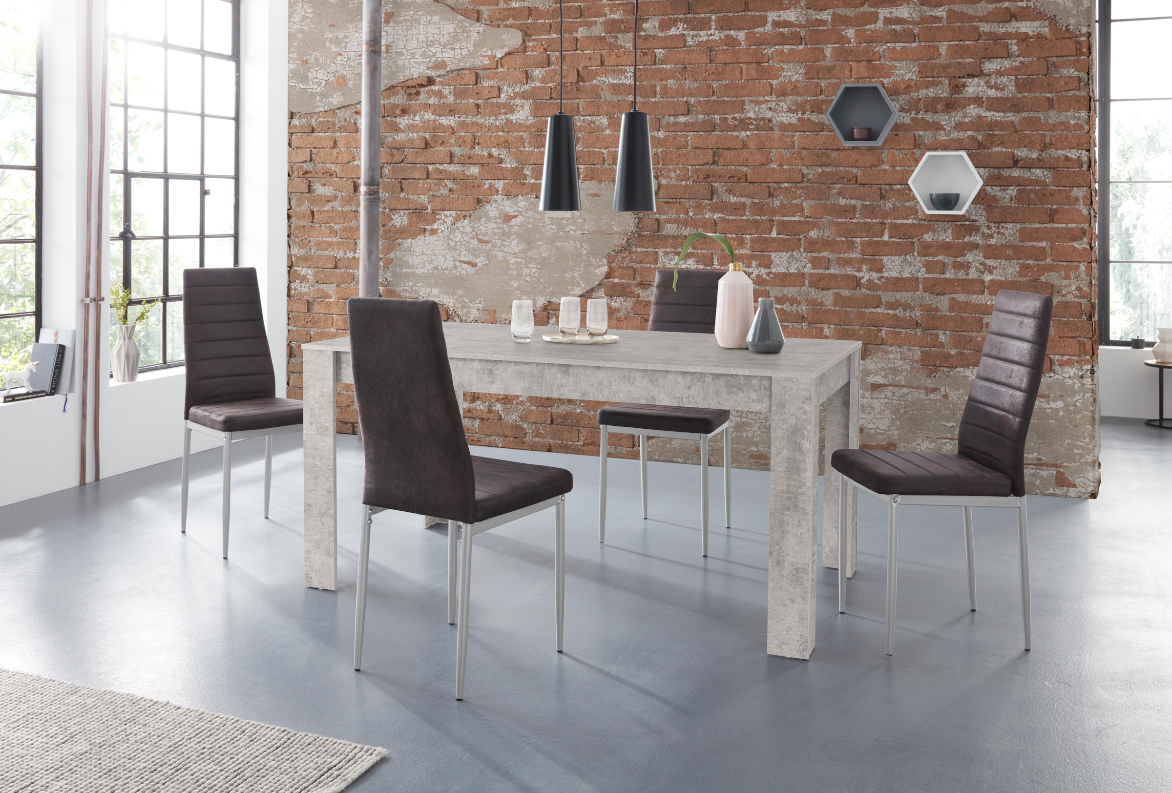 INOSIGN Essgruppe »Lynn160/Kate« Set, 5 Stk. tlg. Tisch mit 4 Stühlen, Bela günstig online kaufen