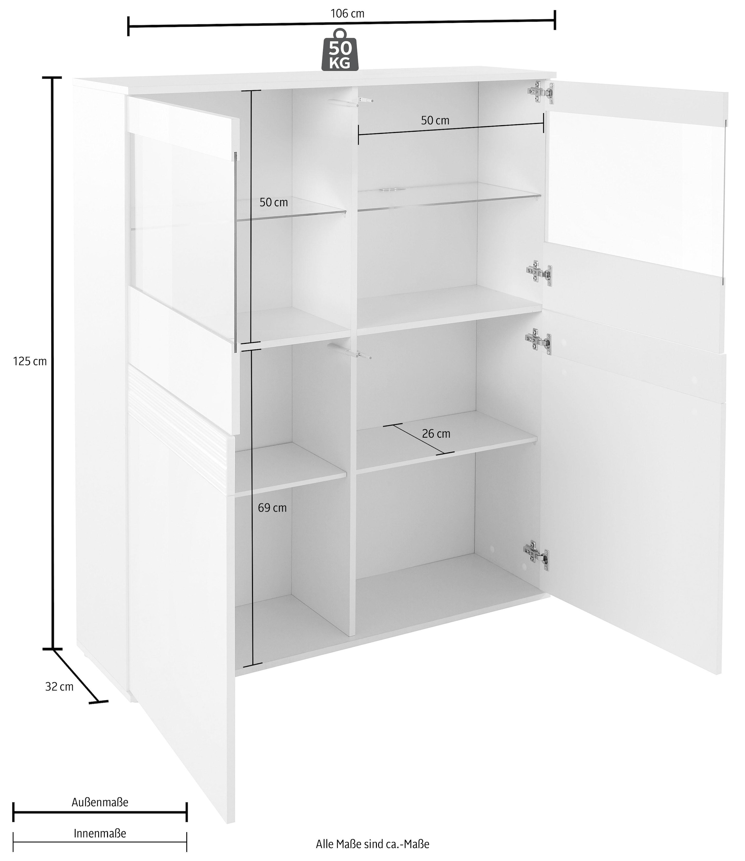 borchardt Möbel Vitrine »Florenz«, Höhe 125 cm auf Raten bestellen