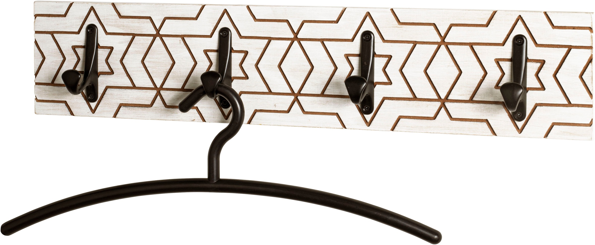 HAKU Garderobenleiste »Flurgarderobe, Garderobe, Garderobenhaken, Garderobenleiste,« rechteckig - aus MDF Weiß - B/T/H 60/6/13 cm