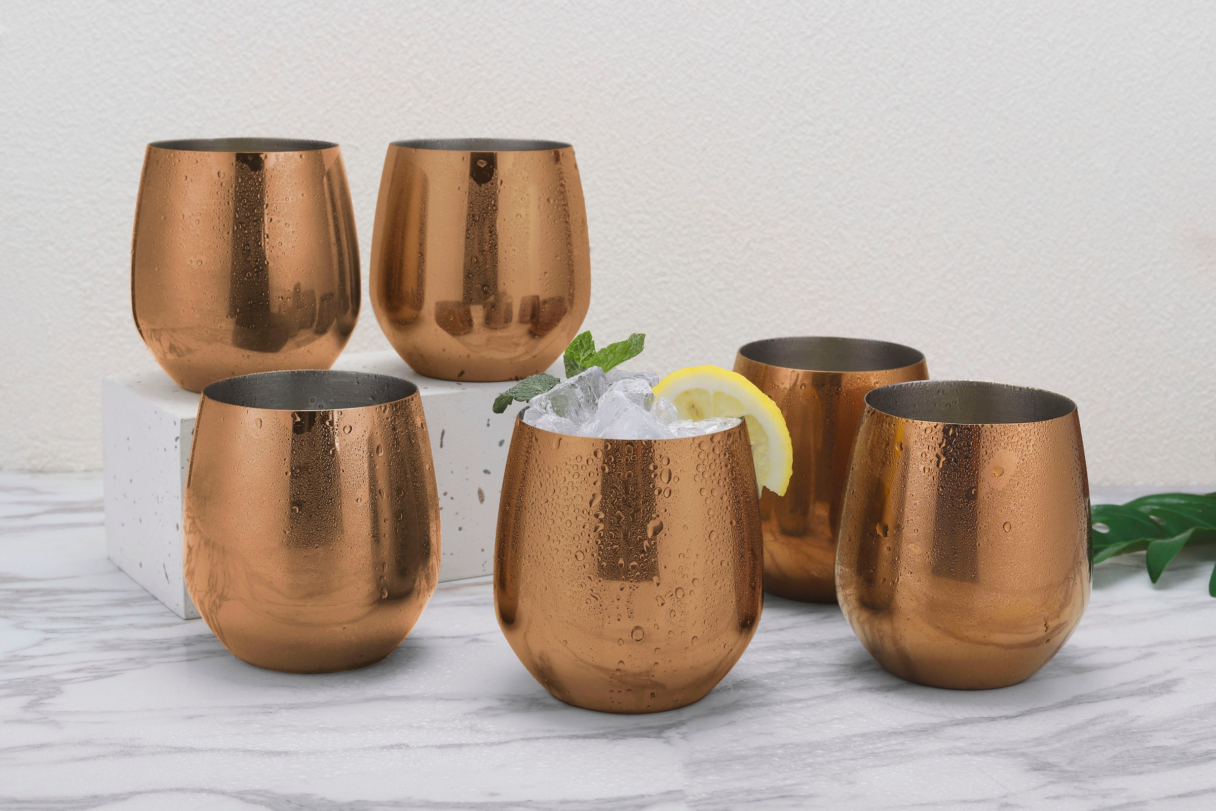 ECHTWERK Weinglas, (Set, 6 tlg.), (Wein & Wasserkelch-Set), 500 ml, bruchsicher, stiellos, 10 x 9,5 cm