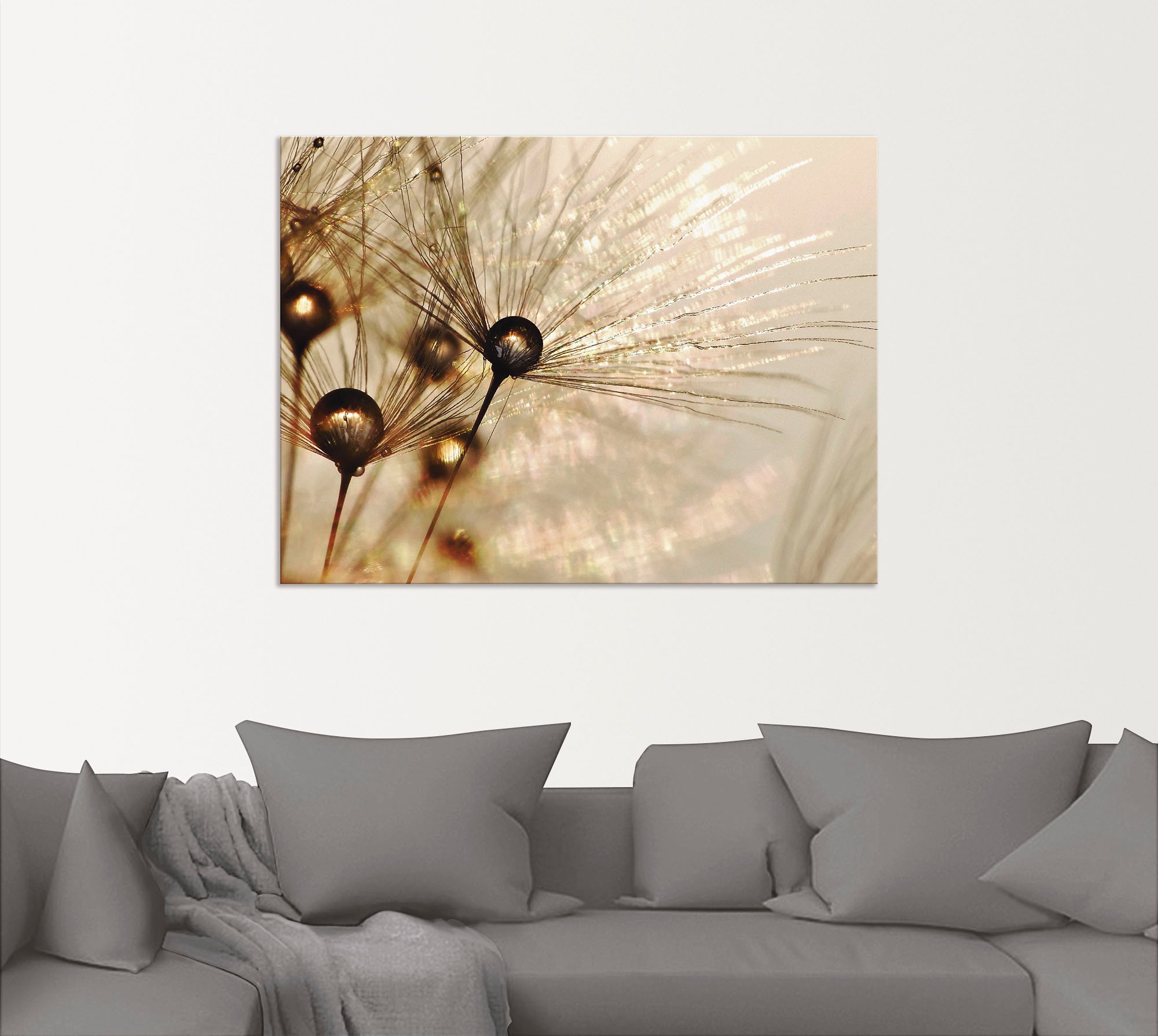 Artland Wandbild »Pusteblume Goldener Tropfen«, Blumen, (1 St.), als Alubild, Outdoorbild, Leinwandbild, Poster, Wandaufkleber