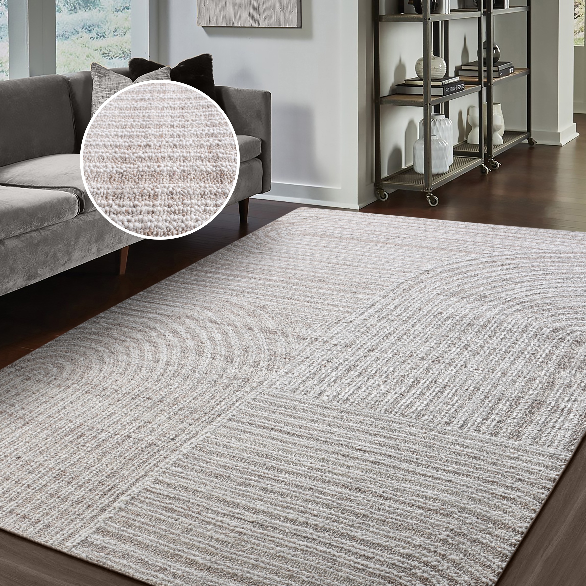 my home Wollteppich »Brevik, handgefertigt, Wolle, Hoch-Tief-Struktur« rech günstig online kaufen